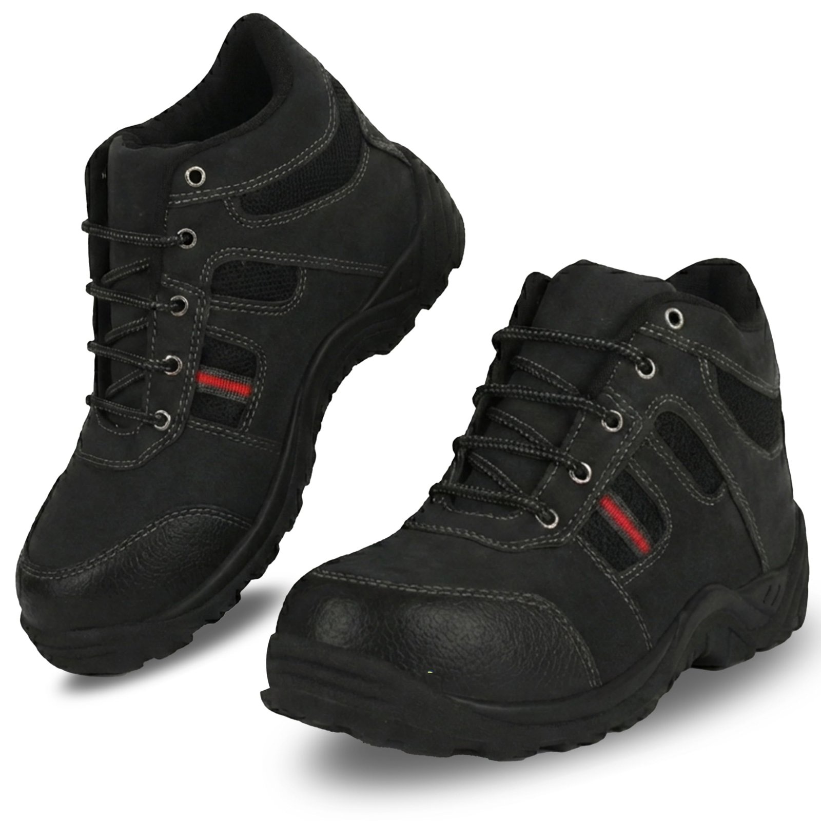 PVC Sole with Steel Toe Protection |Water Resistant | Comfortable Factory, Industrial and Construction Safety Shoes for Men’s (Black)