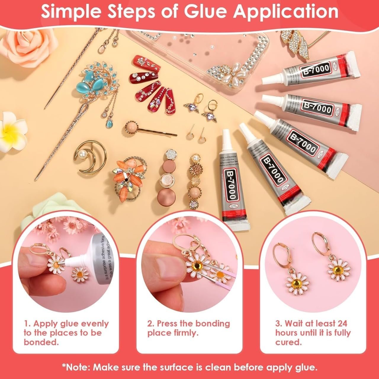 Fashion Crazz Multi-Purpose 110ml B-7000 Glue Transparent Adhesive for Jewellery, Mobile Phone, Epoxy Resin, Shoes, Toys, Bag, Flowers, Touch Screen Cell Phone Repair (110 ml) (Pack of 2) - Image 7