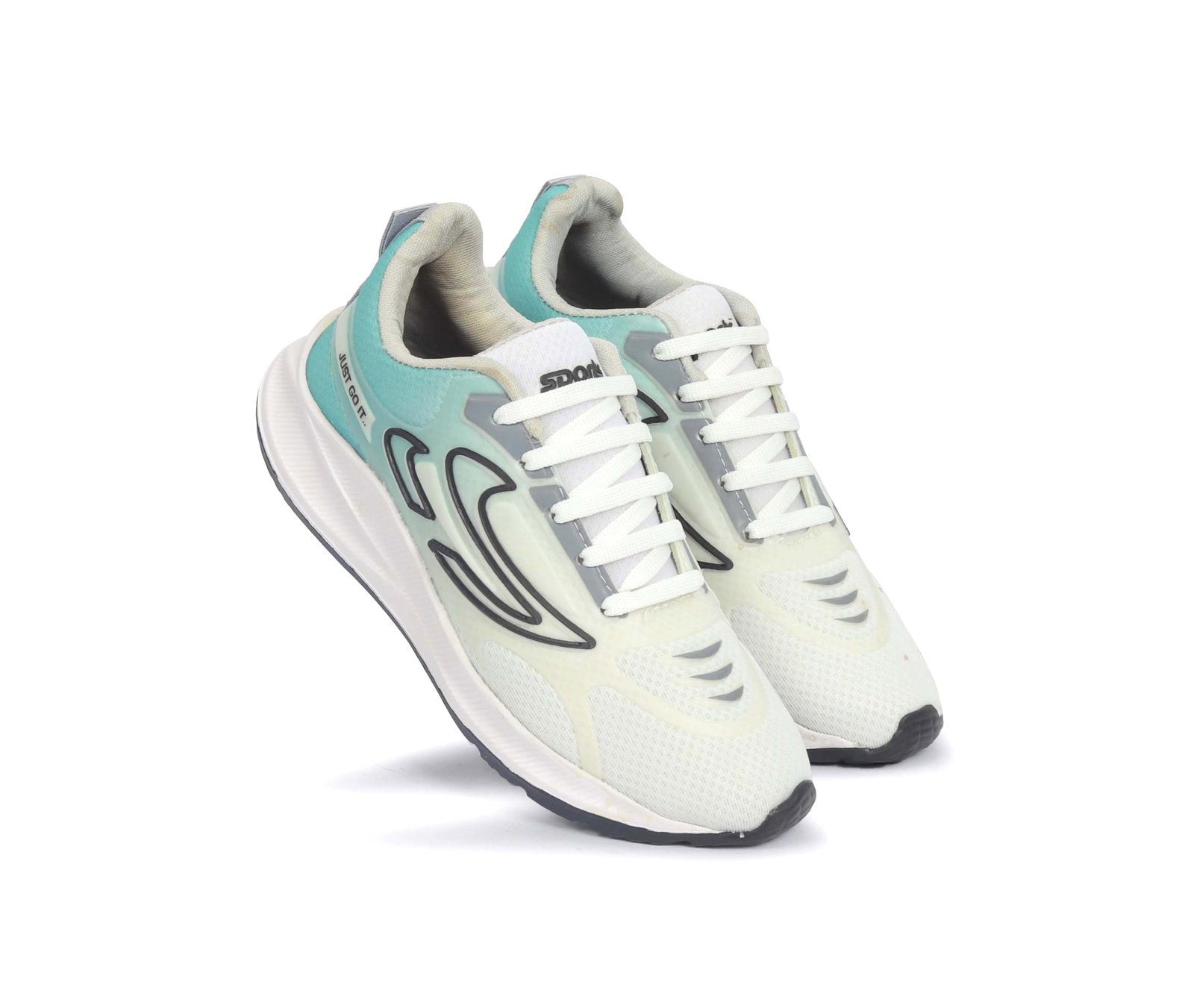 Running Shoes | Lightweight Sports Sneakers | Cushioned Lace-Up Training Shoes (SPO-08-GRN-WHT-10)