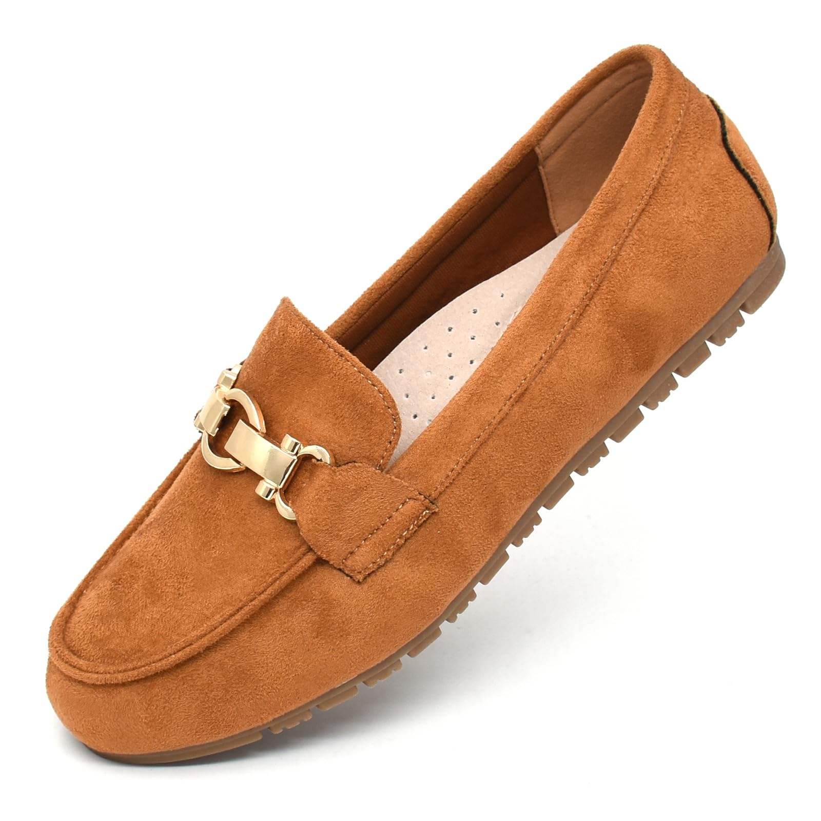Loafers for Women Business Casual Shoes Comfortable & Lightweight Penny Loafers Slip On Work Flats, Tan, 9.5