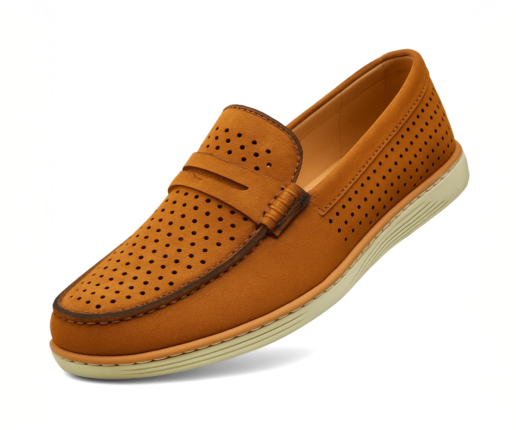 Men Denim Causal Loafers | Premium Breathable Upper | Driving Loafers | Lighweight Slip-On's | Soft Cushioned Insole Tan UK 10