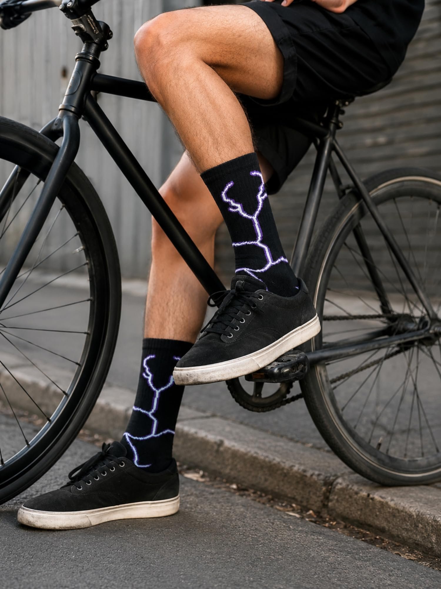 Lightning Design Crew Socks for Men | Pack of 6 Soft Breathable Cotton Socks - Image 2