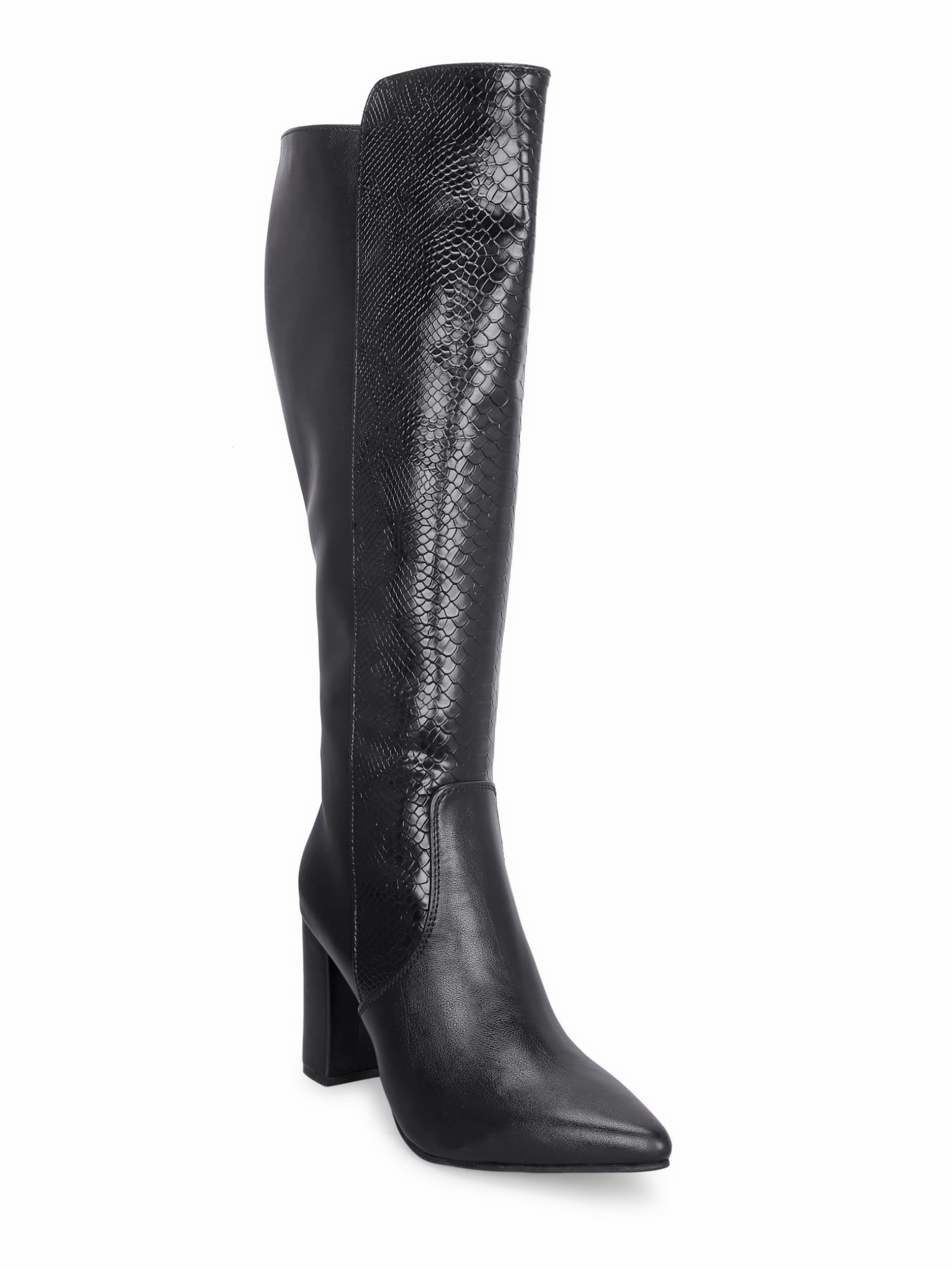 PREPFOTT Women's Knee High Boots | Pointed Toe Block Heel Long Boots | Premium Synthetic Zip Closure Fashion Boots | Stylish High Heel Boots for PPPTy, Office & Winter Wear PPT_03_Black_08