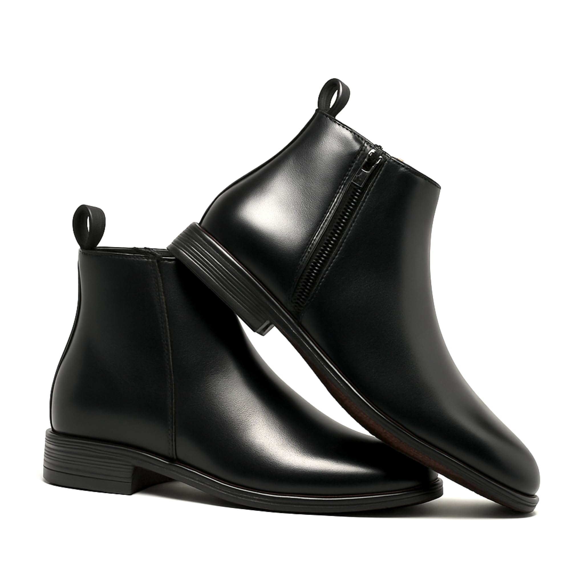 Men's Styles Synthetic Leather Chelsea Boots, Classic Zip-Up Ankle Shoes, Formal & Casual for All-Day Comfort (Black, UK Footwear Size System, Adult, Men, Numeric, Medium, 8)