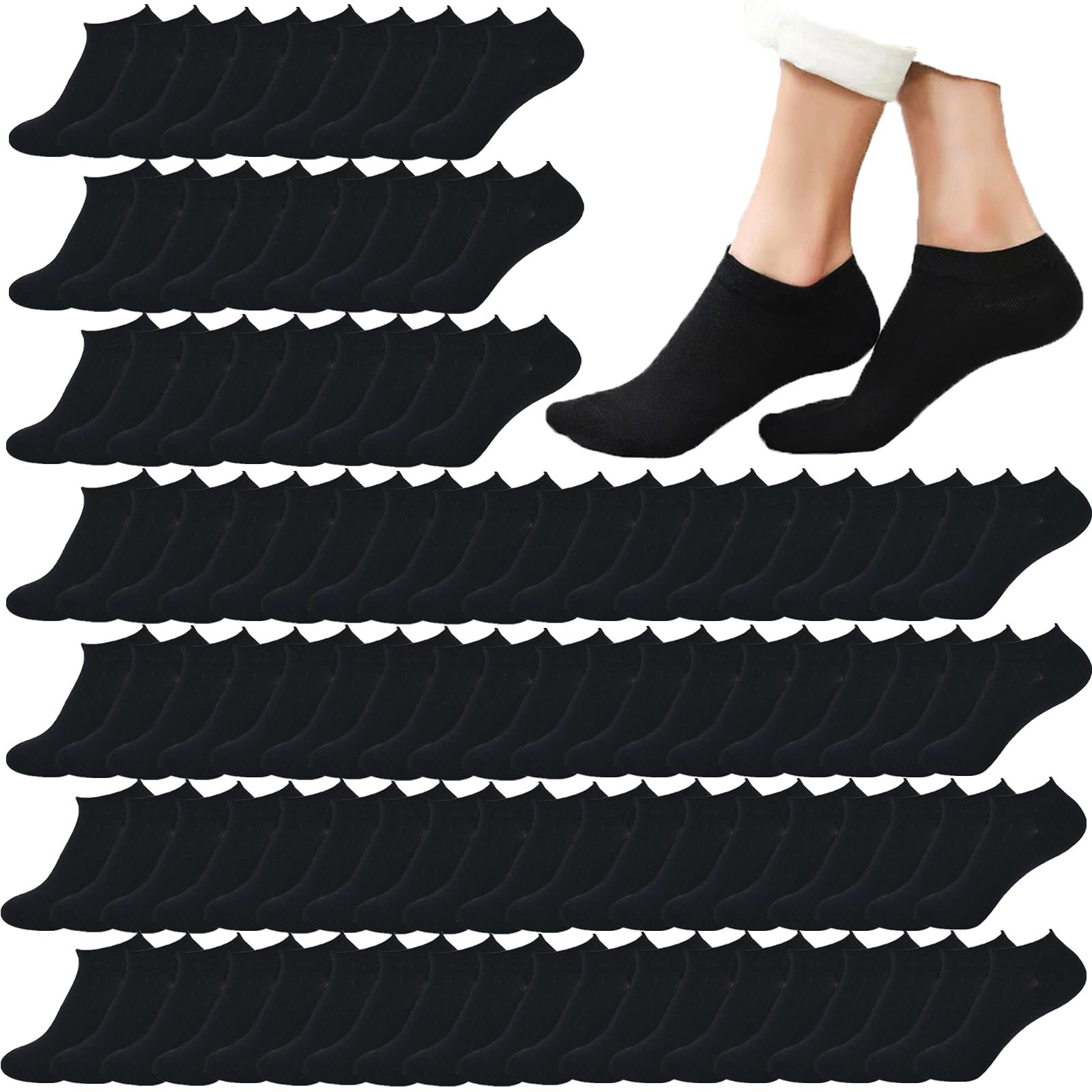 12-30 Pairs Low Cut Ankle Socks for Women No Show Casual Breathable Athletic Socks Bulk for Sport, 30 Pairs Black, One Size