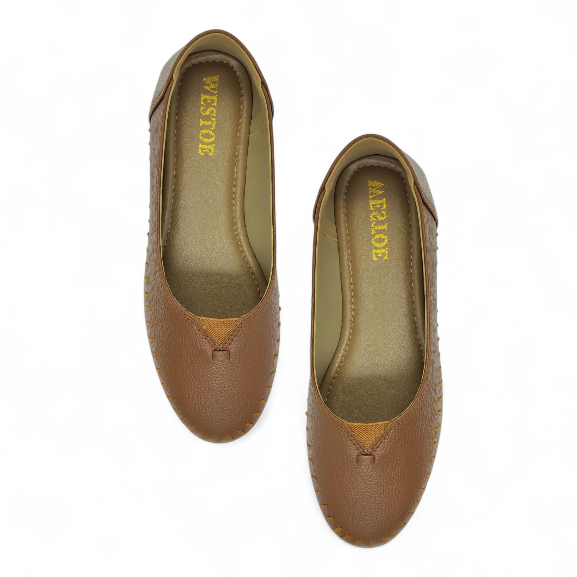 WESTOES Beige Belly Especially for Ladies | Comfortable Platform Heel with Stylish Look | Western Dress Go to Shoes (WB05) (Brown, UK Footwear Size System, Adult, Women, Numeric, Medium, 8) - Image 5
