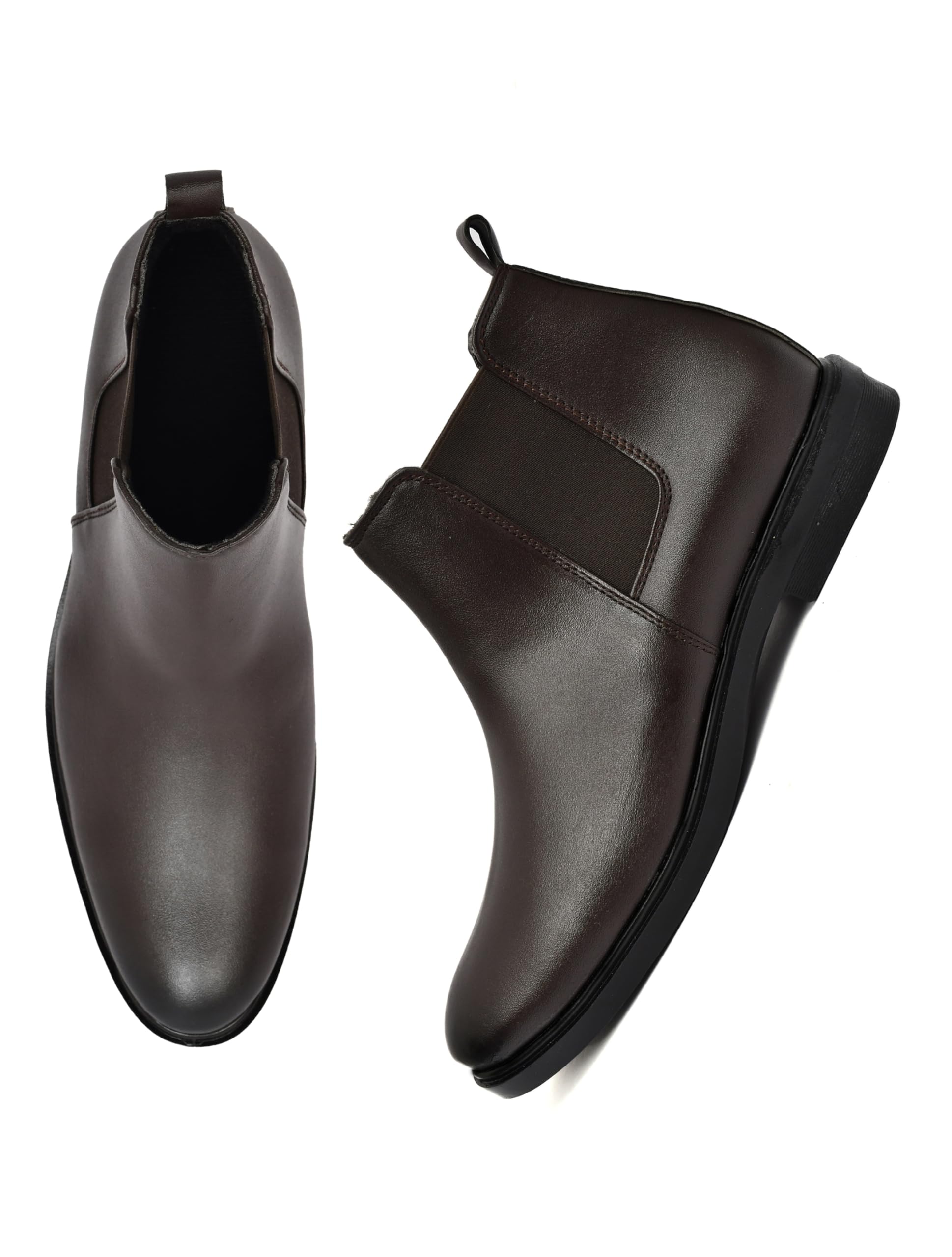 Nandu Boot House Men's Brown Slip On Fashion Chelsea Boots | High Tops, Soft Cushioned Insole, Comfortable Fit, Trendy, Stylish Boots 08 (UK/INDIA) - Image 4