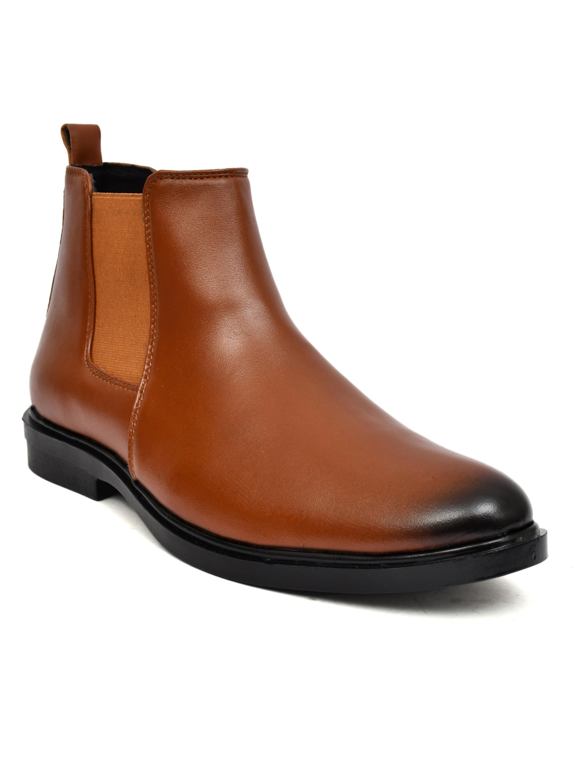 Nandu Boot House Men's Tan Slip On Fashion Chelsea Boots | High Tops, Soft Cushioned Insole, Comfortable Fit, Trendy, Stylish Boots 10 (UK/INDIA)