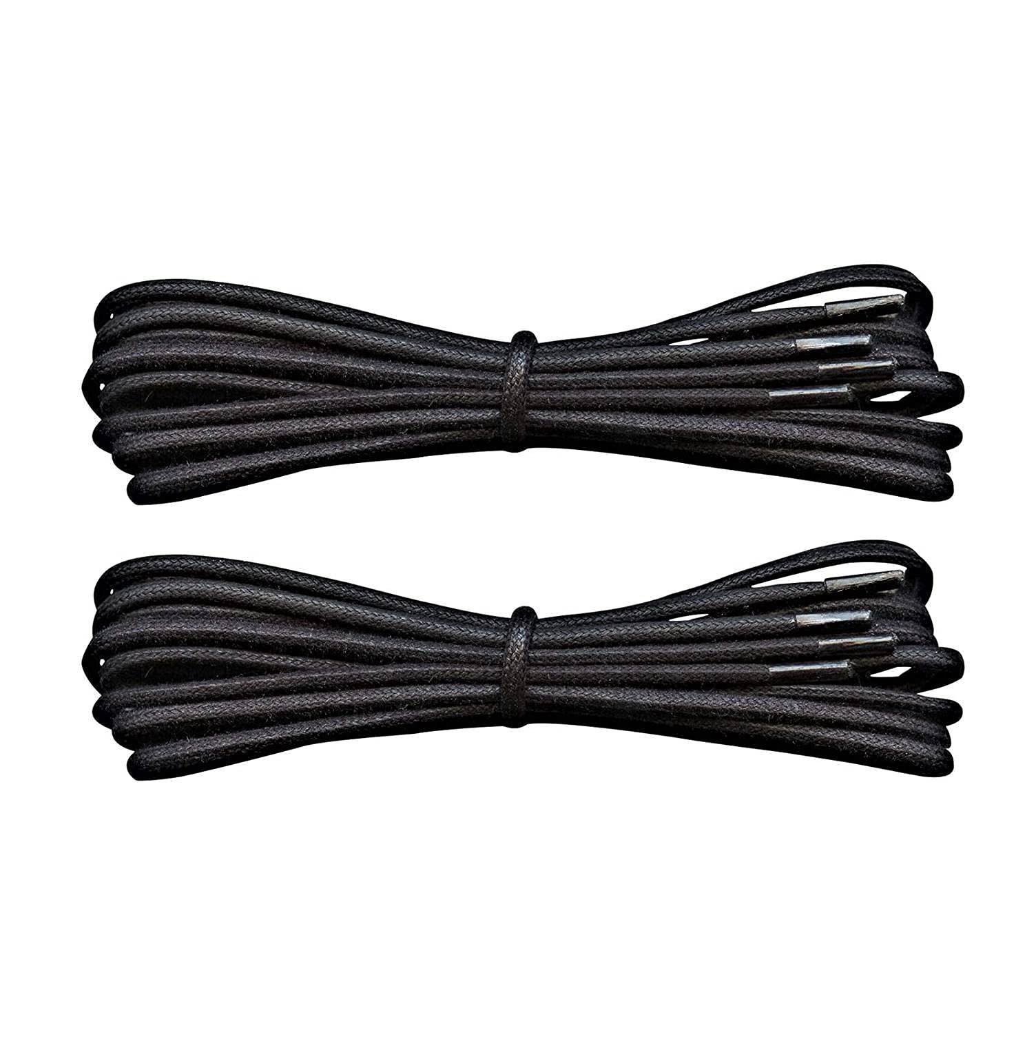 Waxed Cotton Extra Thin Dress Round Shoelaces for formal shoes, available in 60CM (23.62'') & 80CM (31.5'') - 2 Pair PacK (Black, 60CM (23.62'' Inch))