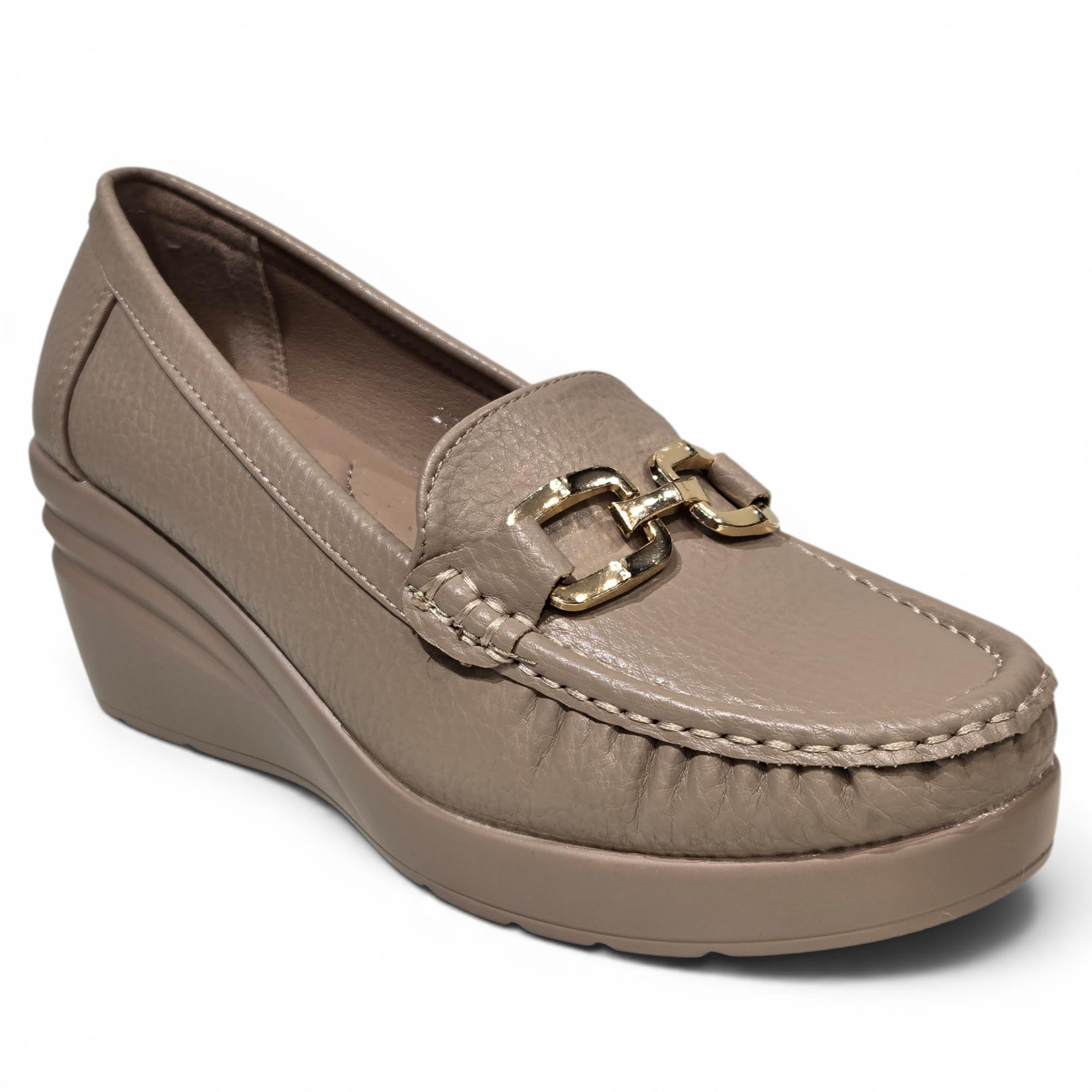 Kultham Women's Wedge Loafers | Khaki | UK/5 EU/38