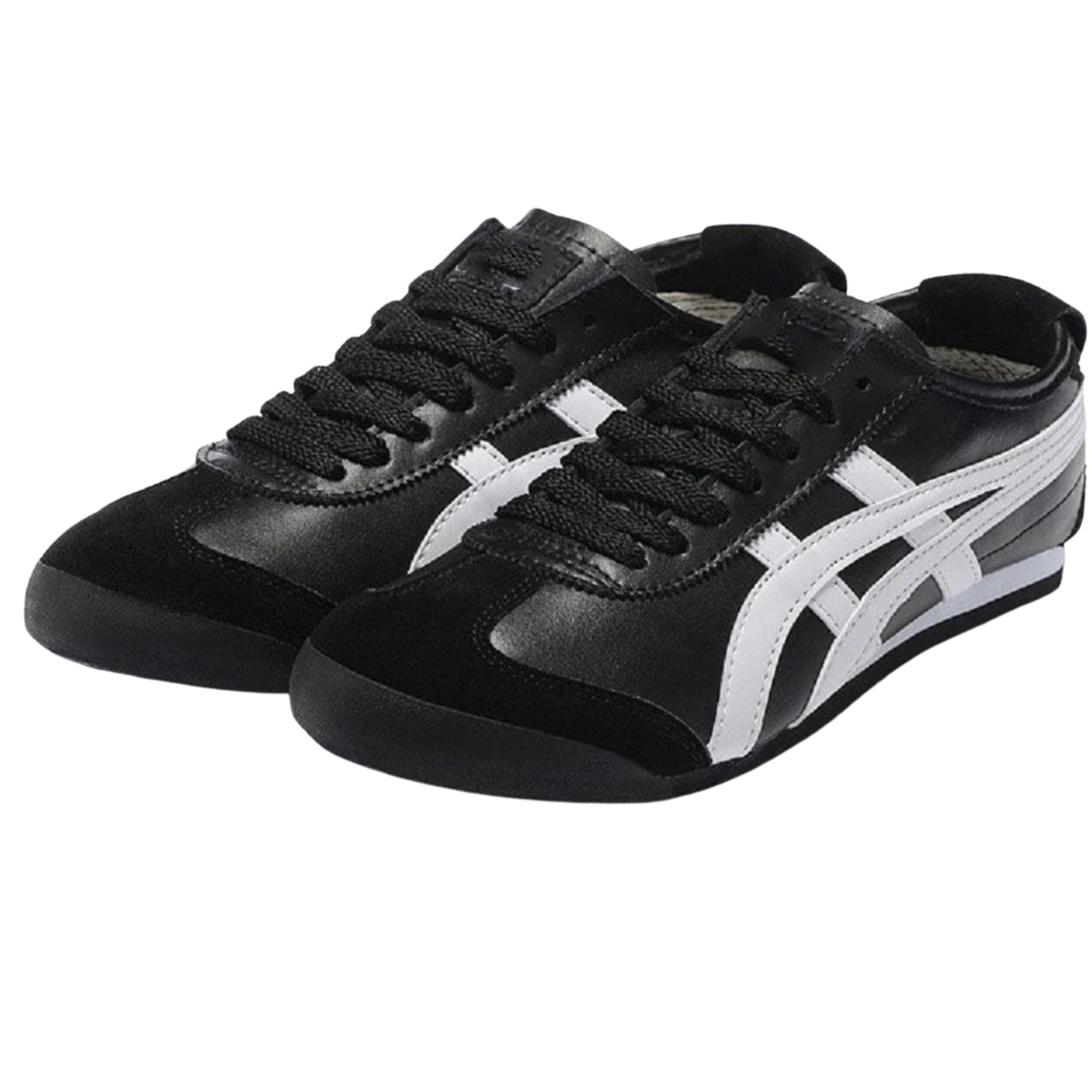 Men’s PU Upper Trendy Striped Pattern Rubber Sole Casual Lace Up Sneakers (Black-10)