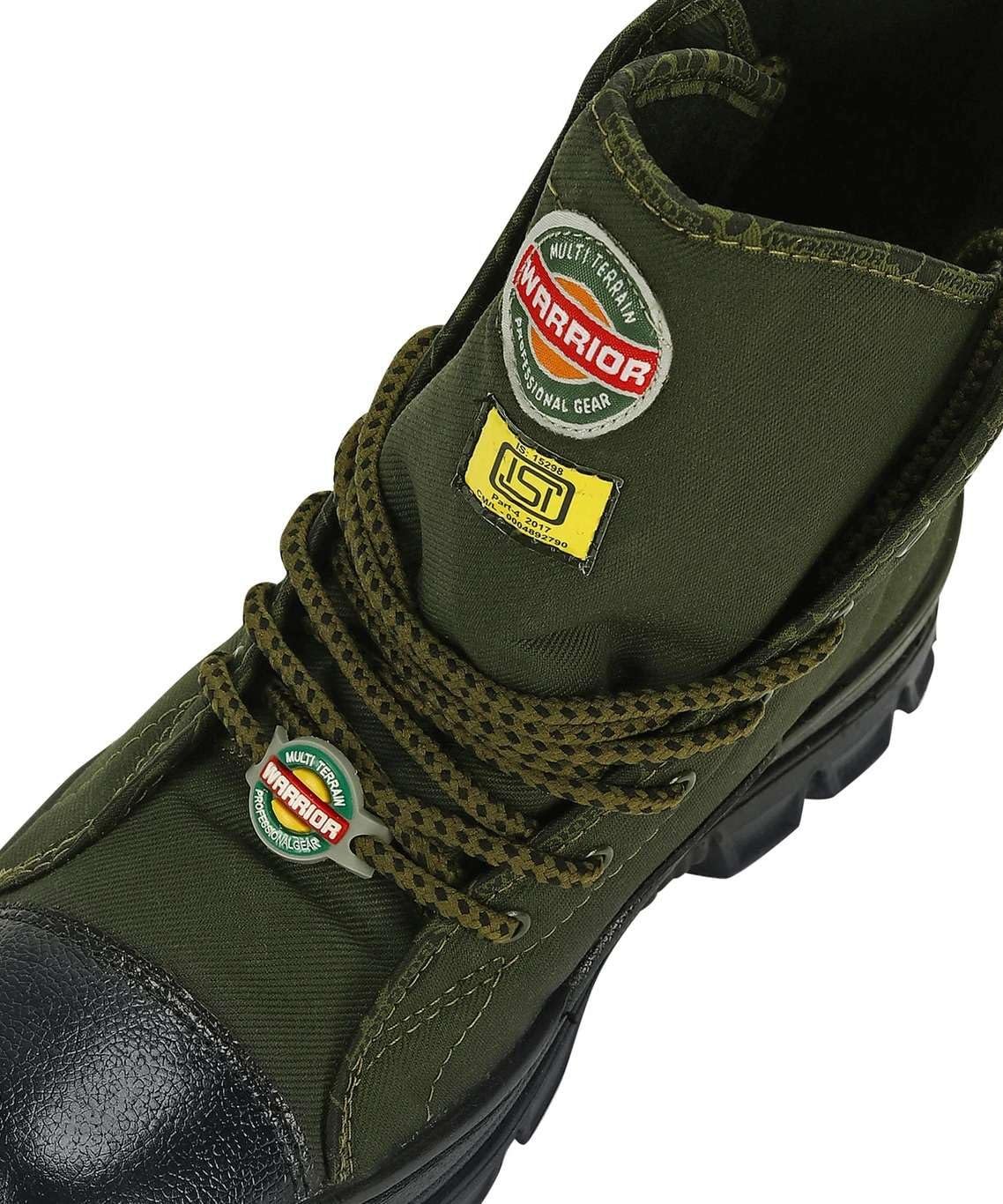 Men's Olive Green Tactical Boots | Lace-Up High Ankle Boots with Rugged Sole | Casual Outdoor Combat Style Shoes for Trekking, Travel & Daily Wear Size: 7 - Image 4