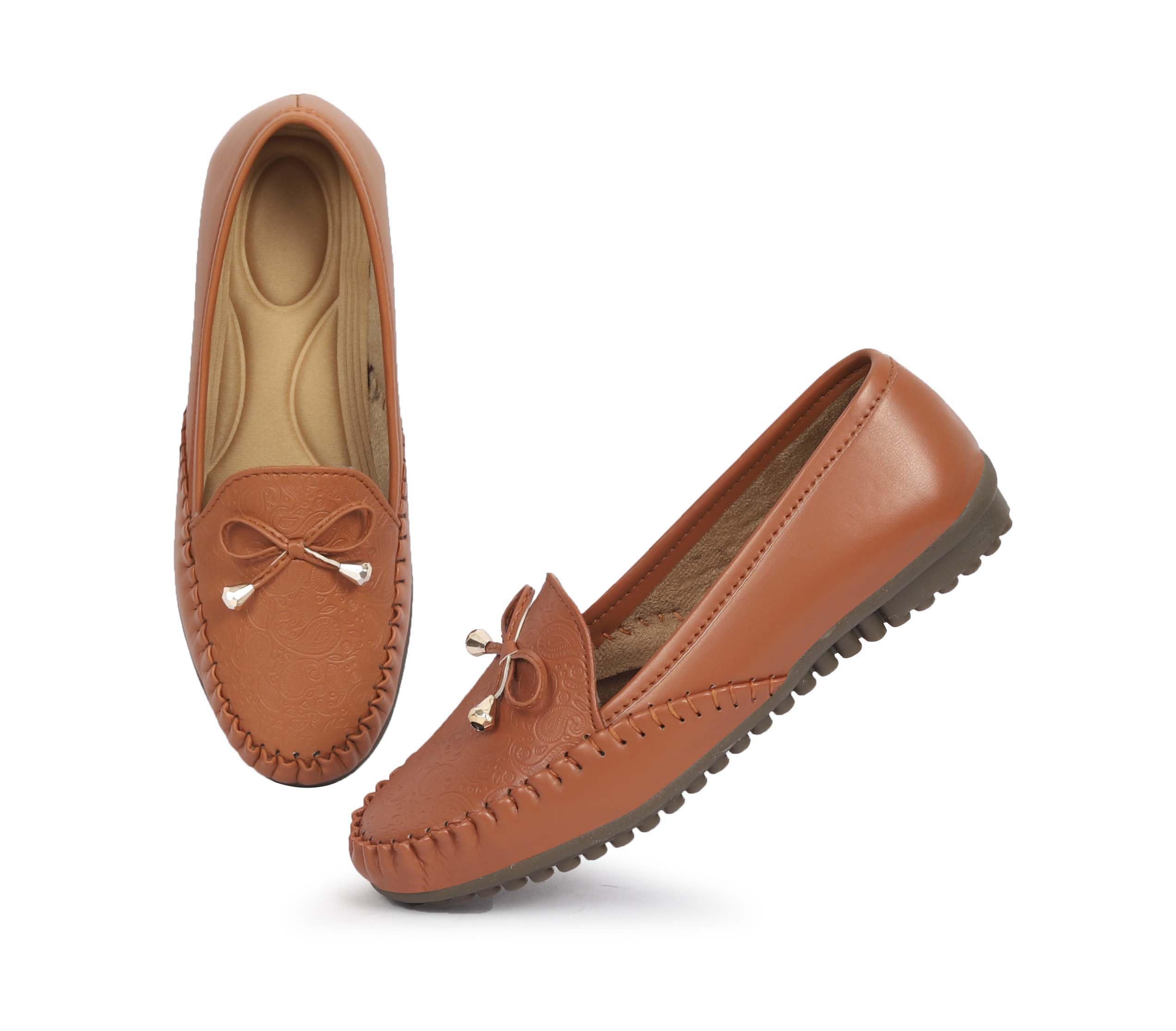 Velacare Women's Loafer Style Bellies, Tan, Bow Detail (UK Footwear Size System, Adult, Women, Numeric, Medium, 3) - Image 5