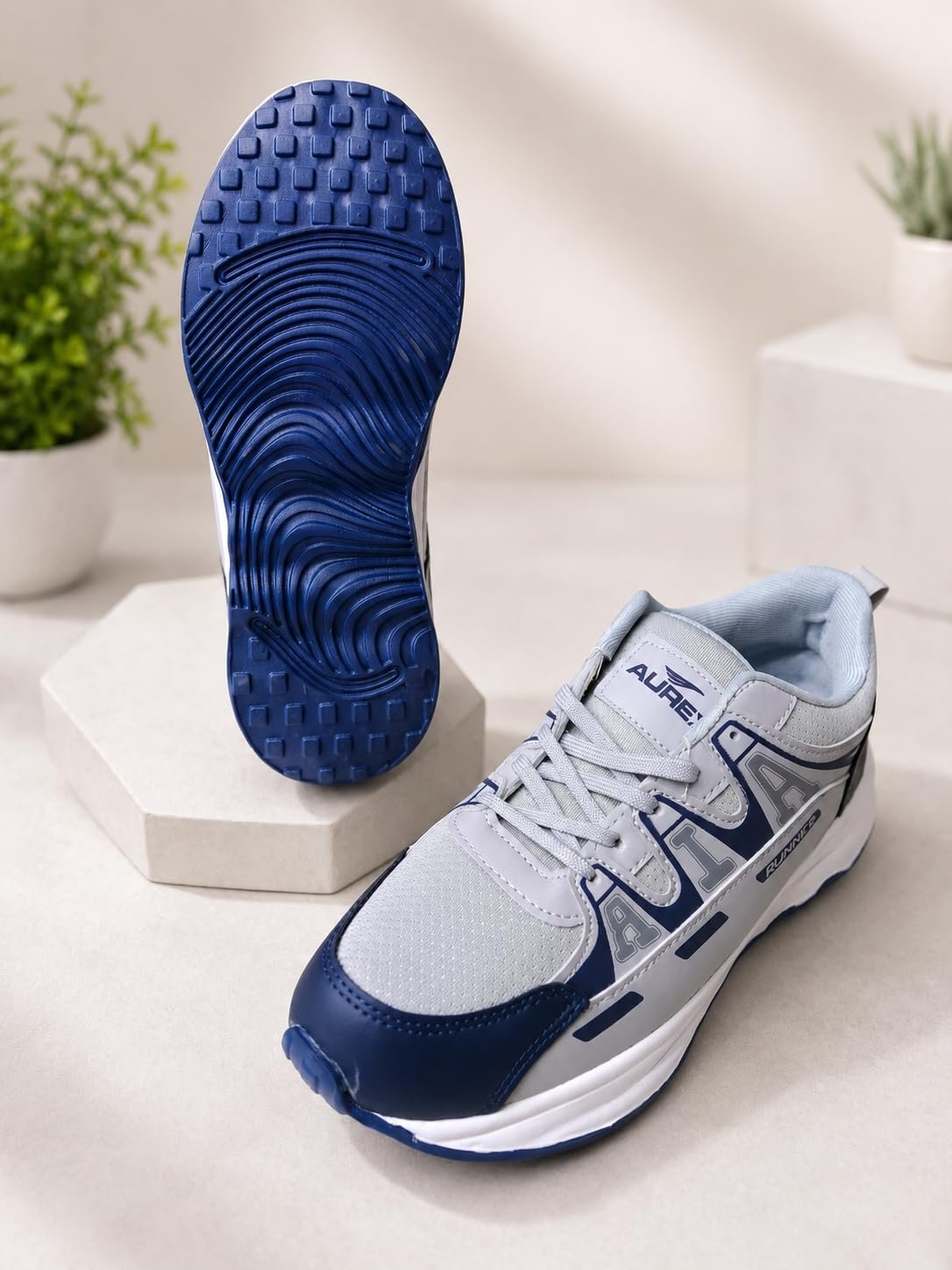 Men Sports Shoes Grey and Navy Blue (Grey and Navy Blue, UK Footwear Size System, Adult, Men, Numeric, Medium, 10) - Image 2