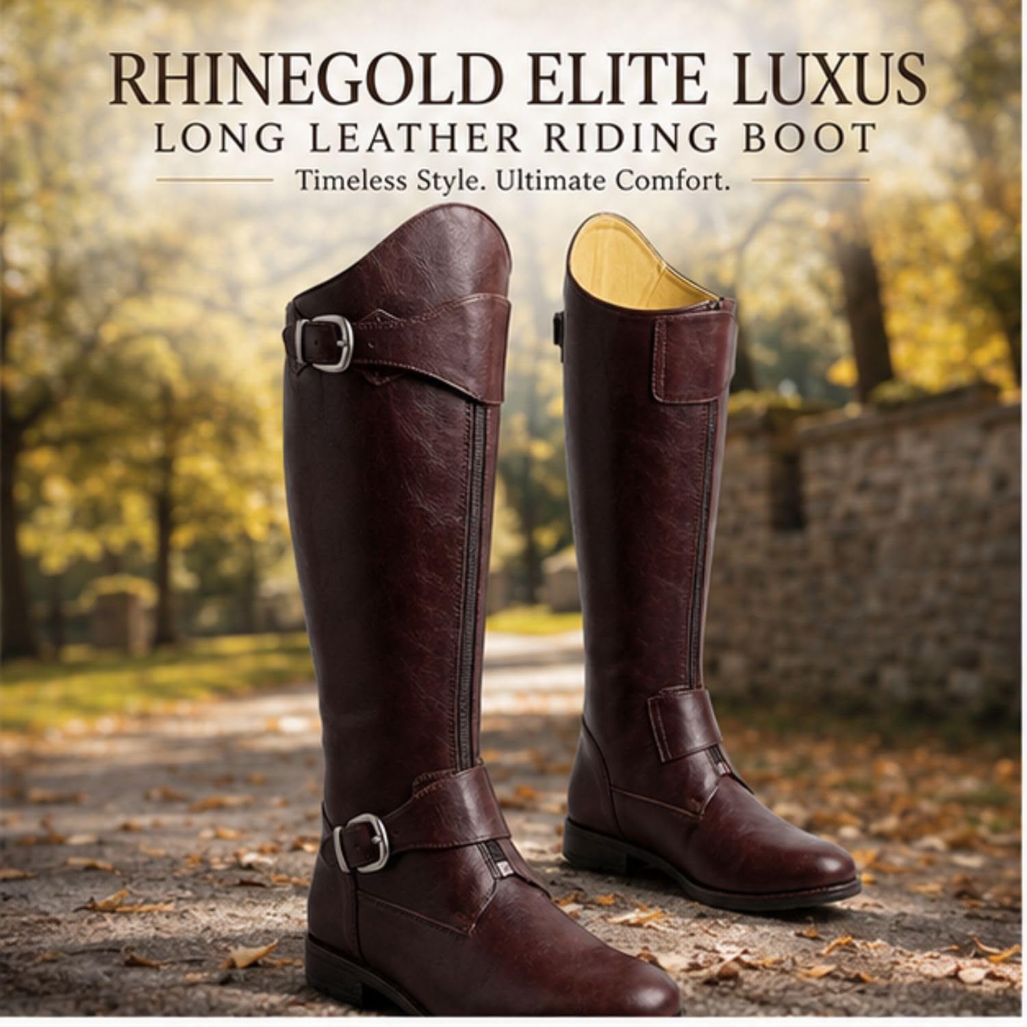 Di ENTERPRISES Leather Knee High Horse Riding Boots Brown - Image 2