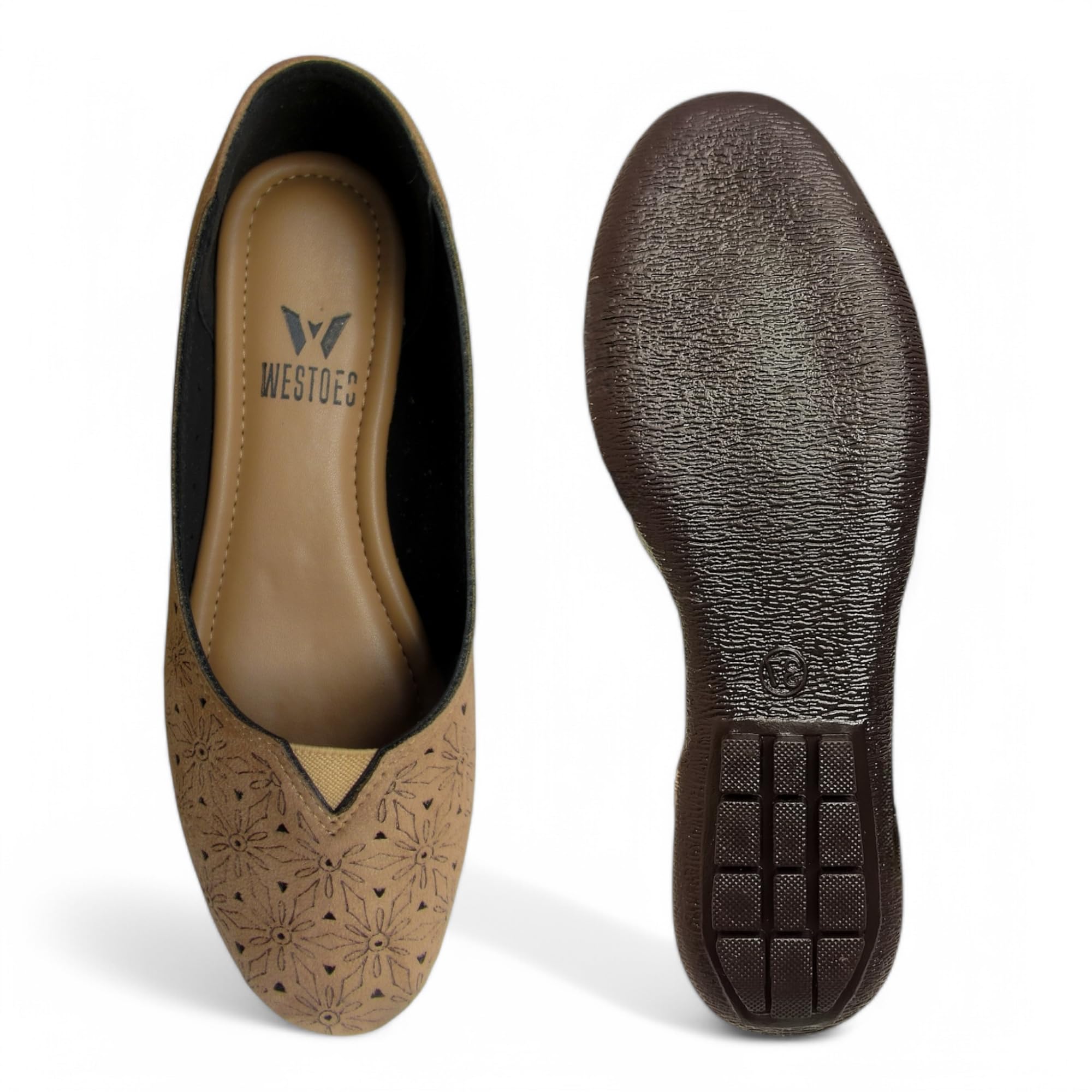 WESTOES Belly Shoes For Ladies/Women | Best For Regular/Office Wear | Budget-Friendly | Cushioned Insoles For All-Day Comfort (WLB01) (Beieg, UK Footwear Size System, Adult, Women, Numeric, Medium, 9) - Image 5
