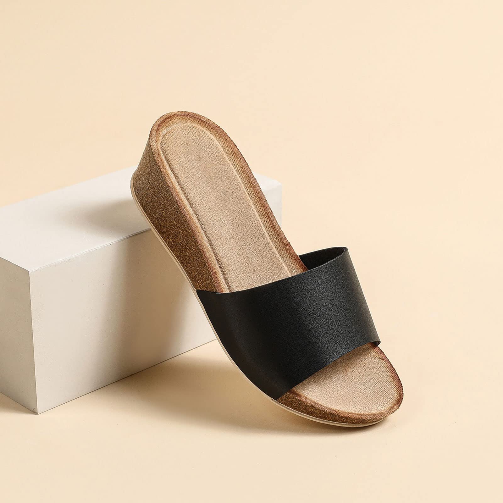 Slippers for Women Women Sandals Ladies Wedge Summer Slippers Leather Casual Open Toe Female Slides Soft Fashion Sandals (Color : White, Size : 37) - Image 2