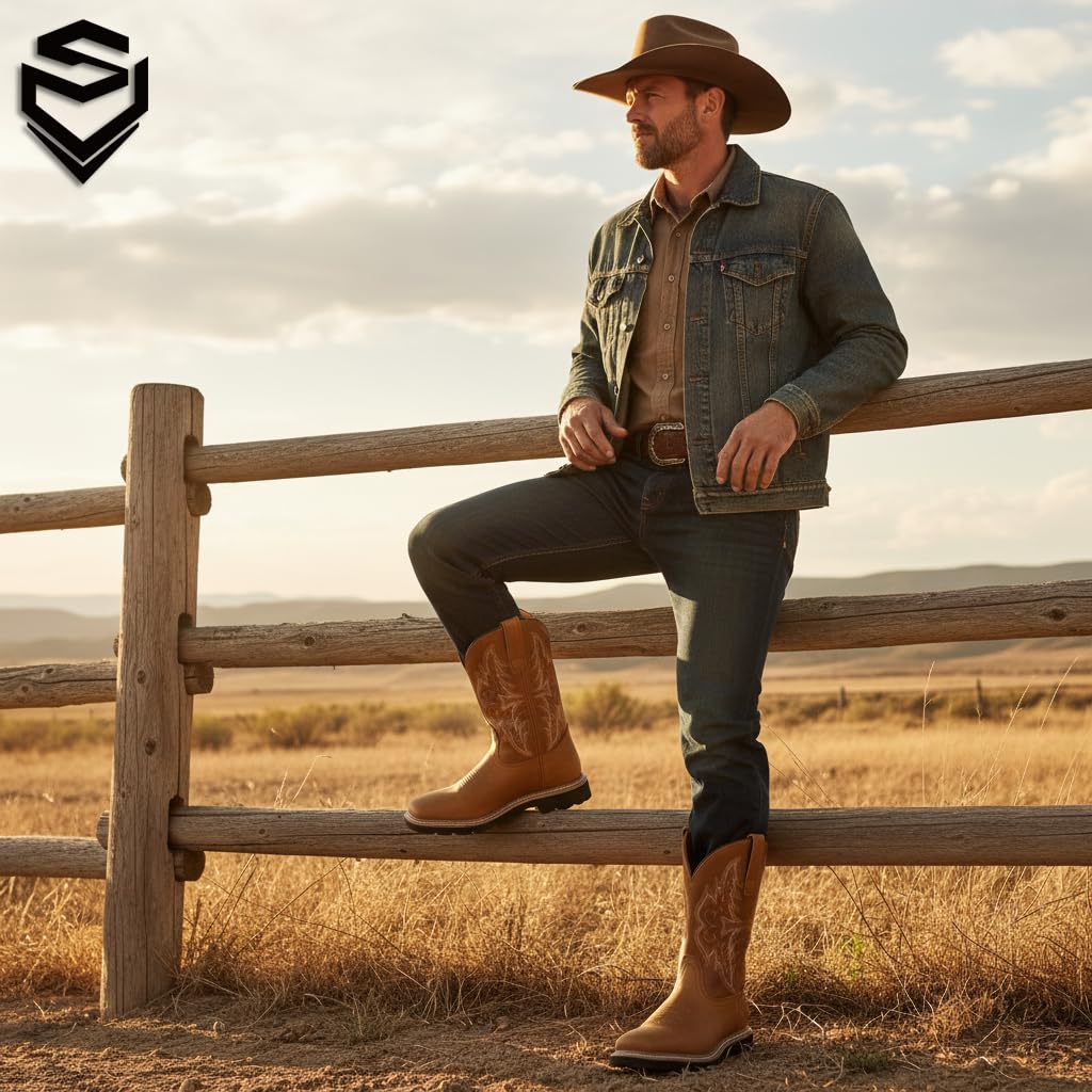 Men's Waterproof Western Cowboy Boots-Soft/Steel Toe - Image 2