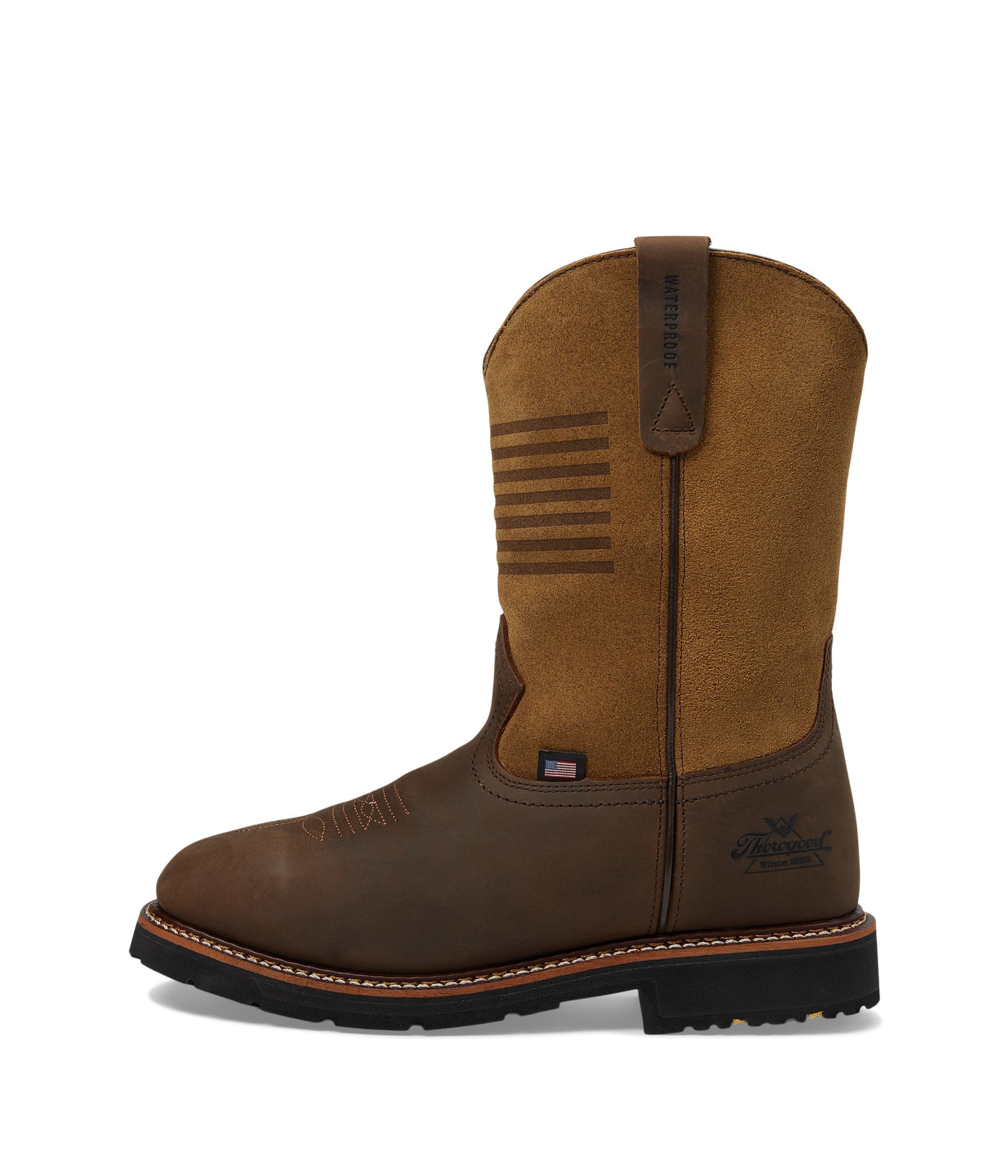 Men's Western Work 11" Waterproof Square Toe Work Boot, Crazy Horse/Tan - 13 - Image 4