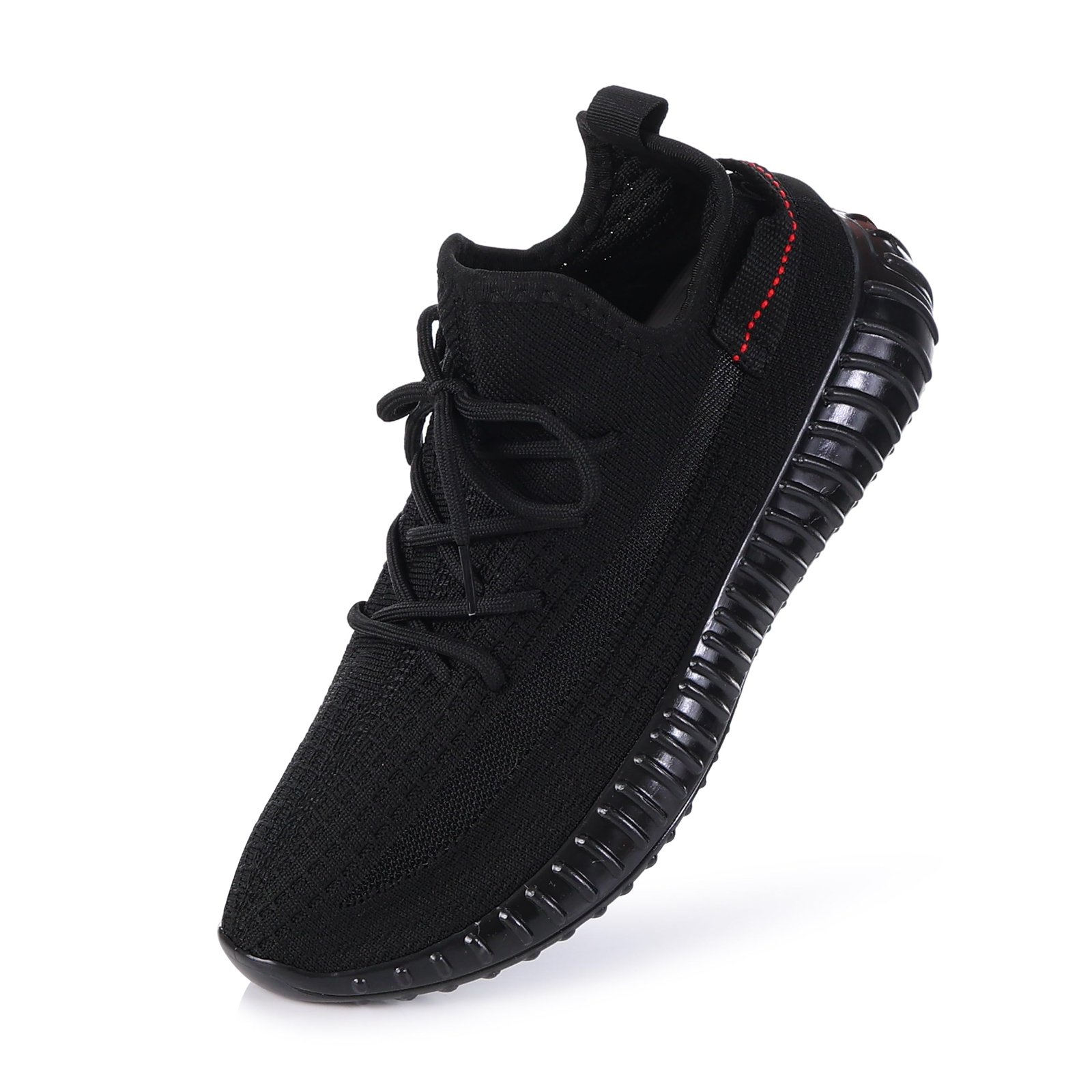Men's Black Running Shoes | Lightweight Breathable Sports Sneakers | Lace-Up Casual Walking Shoes | Comfortable Gym Footwear | Size 9 UK Medium