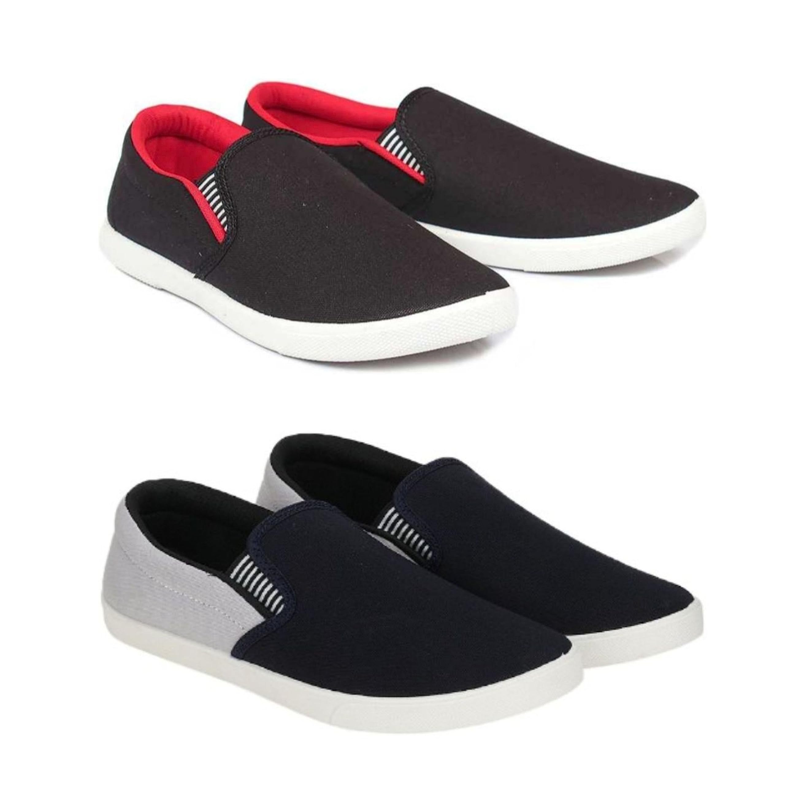 Premium Casual Shoes Slip On Sneakers for Men |Combo Pack of 2|201 RED Grey
