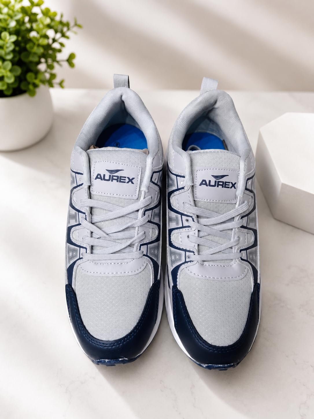 Men Sports Shoes Grey and Navy Blue (Grey and Navy Blue, UK Footwear Size System, Adult, Men, Numeric, Medium, 10) - Image 5