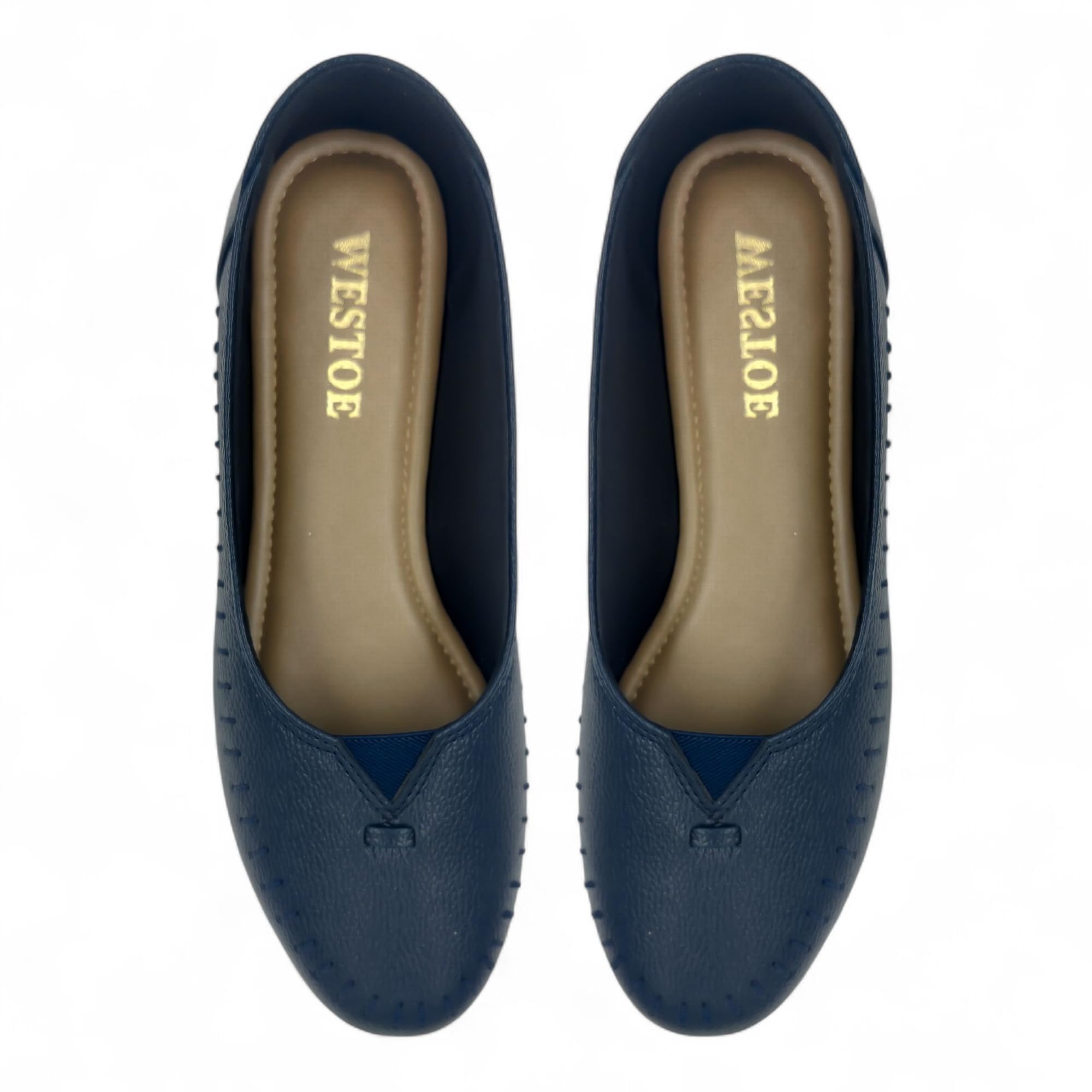 WESTOES Flat Belly Especially for Ladies | Doctor Paded Cushion Insole | Comfortable Flat Sole with Stylish Look | Western Dress Go to Shoes (WB05) (Navy, UK Footwear Size System, Adult, Women, Numeric, Medium, 5) - Image 5