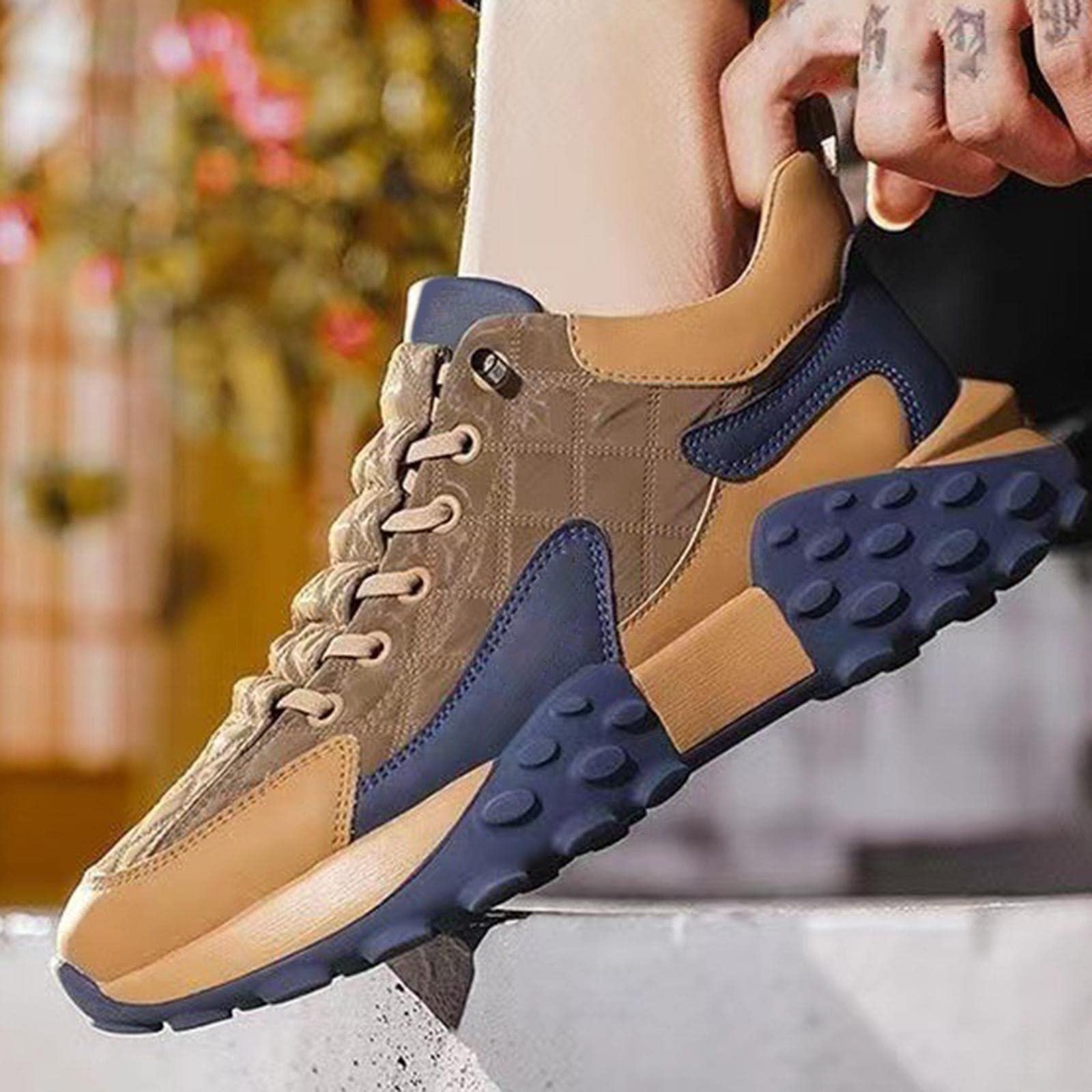 ZOOMELLA Men's Walking Shoes Non Slip Breathable for Hiking Short Trips Outdoor Khaki 42 - Image 9