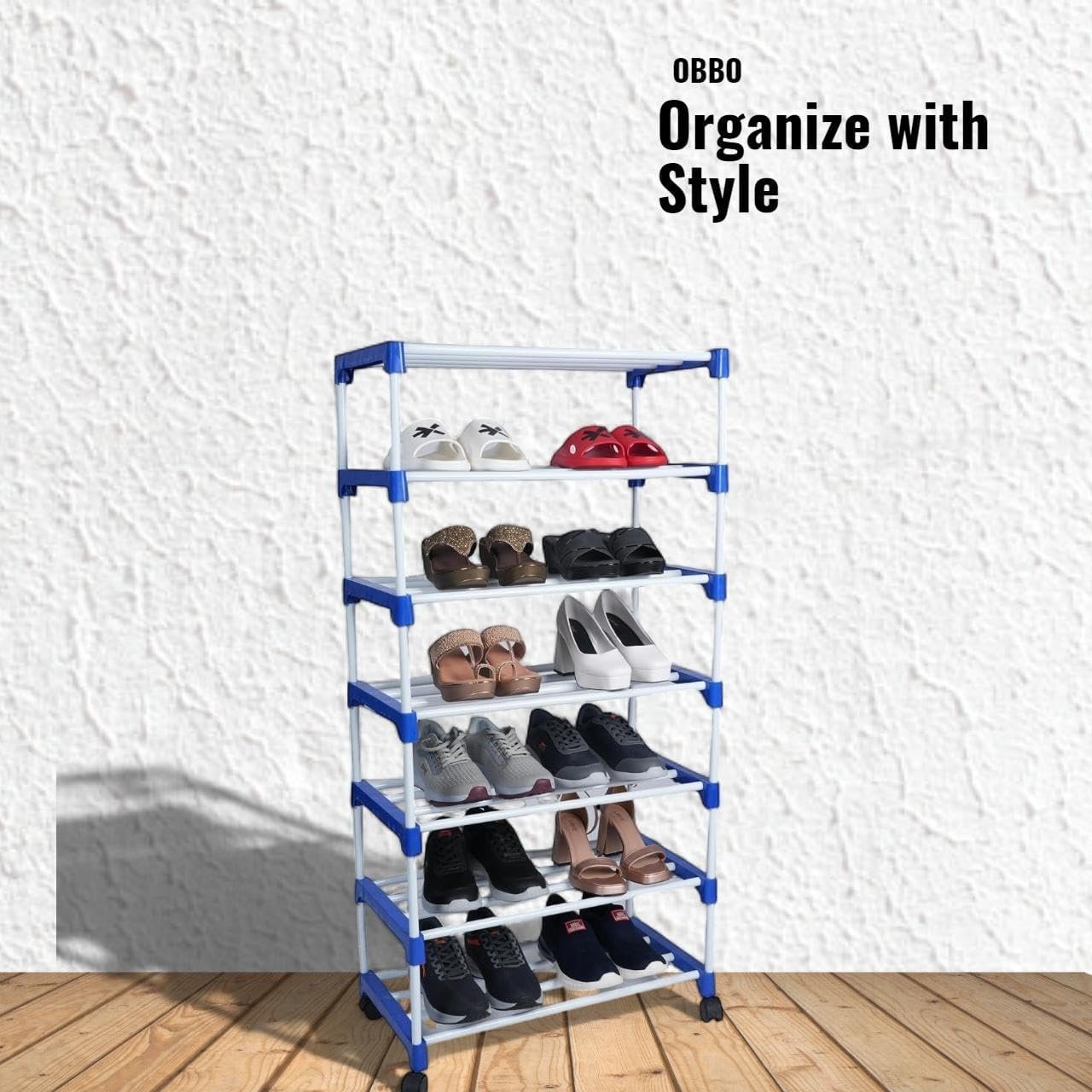Multipurpose 6-Layer Shoe Rack Organizer with Wheels & Dustproof Zip Cover | Portable Smart Storage Rack for Shoes, Bags & Accessories | Easy to Move, Metal & Plastic Construction, Multicolour - Image 6