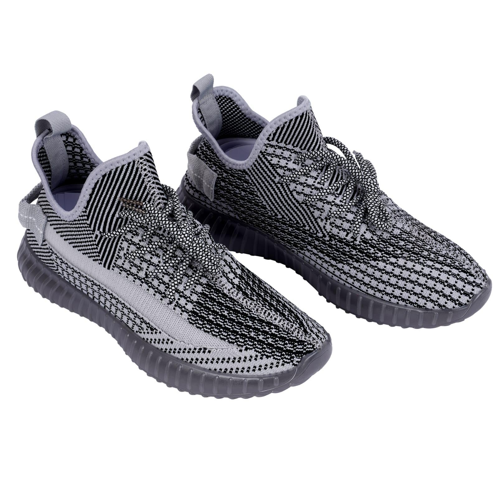 Glemia Knitted Athletic Sneakers, Breathable Mesh Upper, Lightweight Athleisure Knitted Active Wear Slip-On Sneaker Shoes for Sports, Athletics, and Walking Shoes (Multicoloured) (Black Grey, UK Footwear Size System, Adult, Men, Numeric, Medium, 8)