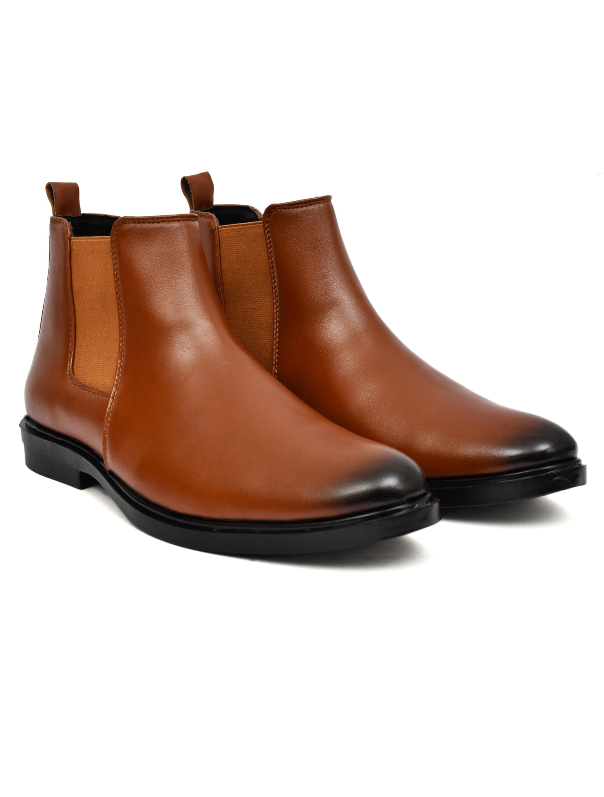 Nandu Boot House Men's Tan Slip On Fashion Chelsea Boots | High Tops, Soft Cushioned Insole, Comfortable Fit, Trendy, Stylish Boots 10 (UK/INDIA) - Image 6