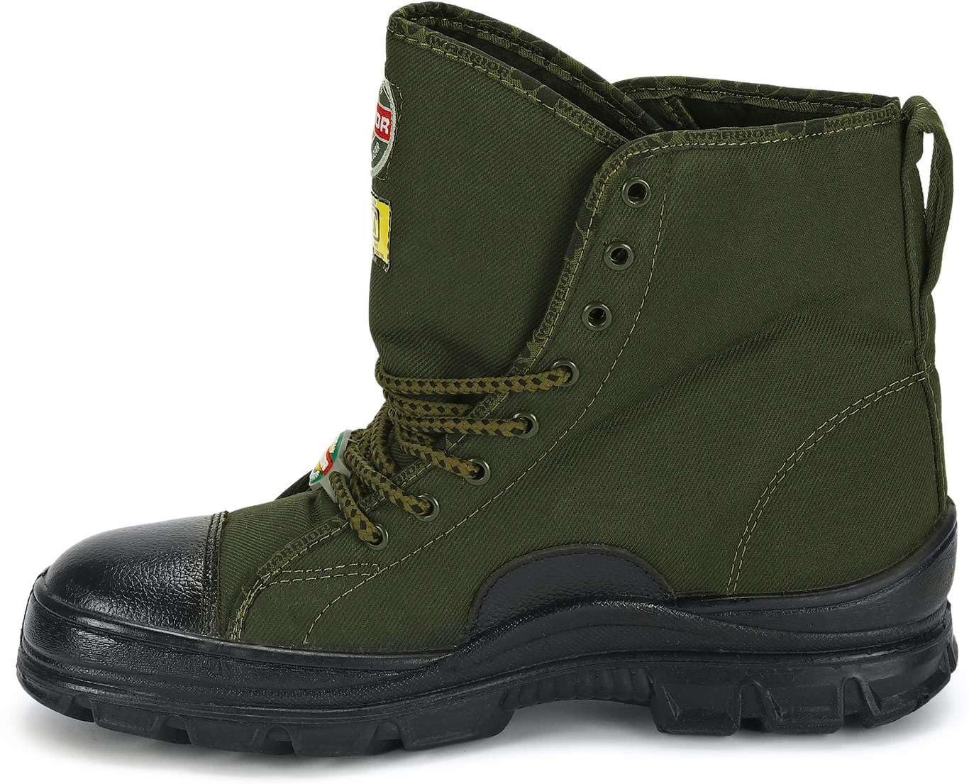 Men's Olive Green Tactical Boots | Lace-Up High Ankle Boots with Rugged Sole | Casual Outdoor Combat Style Shoes for Trekking, Travel & Daily Wear Size: 7 - Image 6