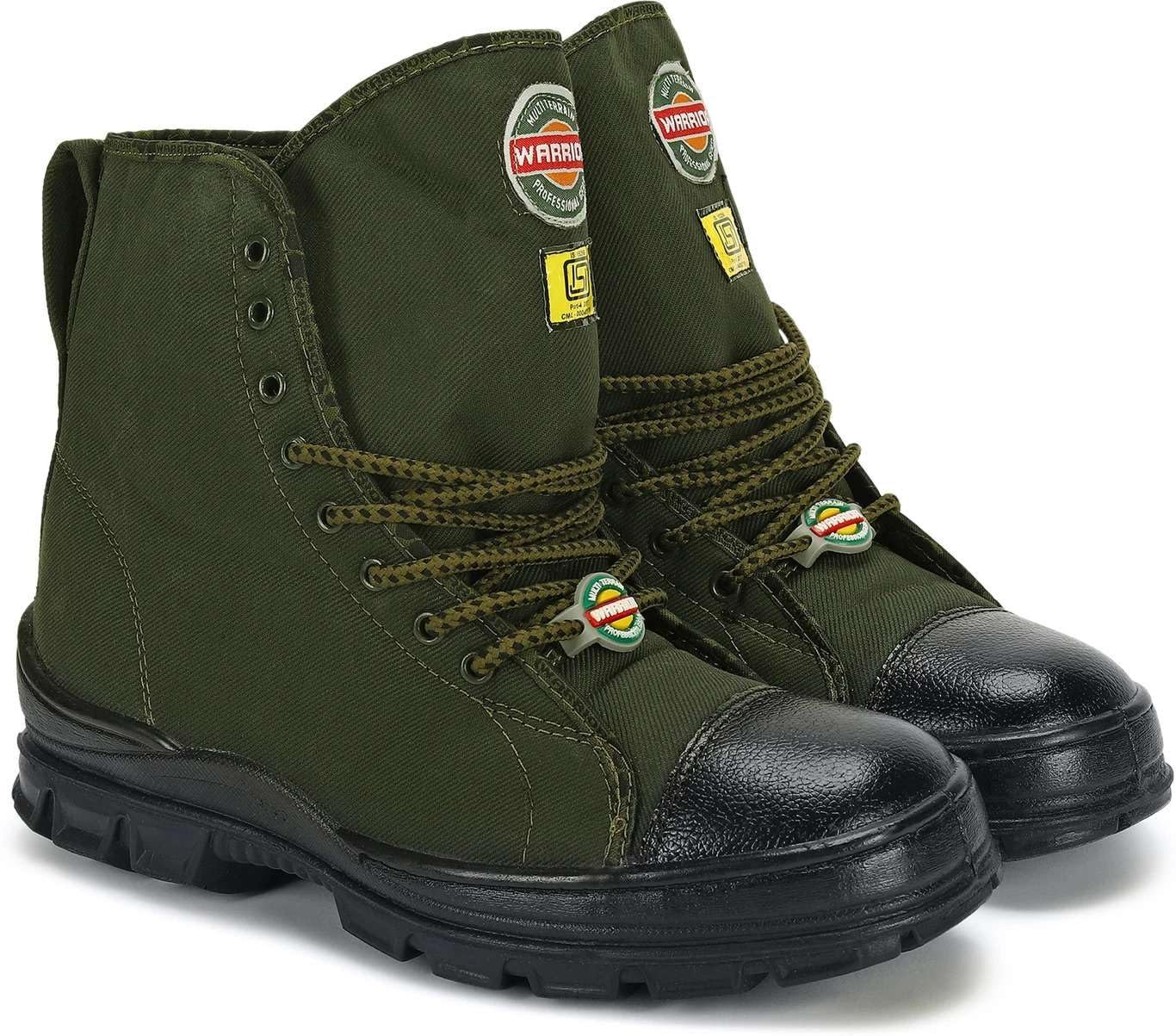 Men's Olive Green Tactical Boots | Lace-Up High Ankle Boots with Rugged Sole | Casual Outdoor Combat Style Shoes for Trekking, Travel & Daily Wear Size: 7 - Image 3