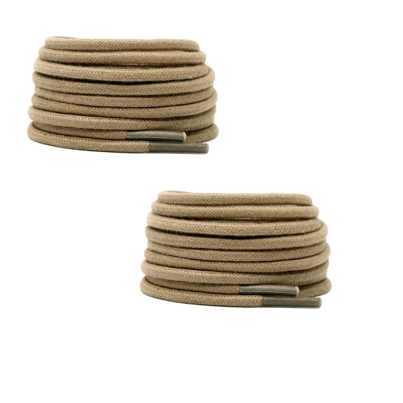 Cotton Round Shoe laces 36 Inches 2 mm thickness Shoelaces for Formal Shoes Boot Strings (KHAKI 2 PAIR)