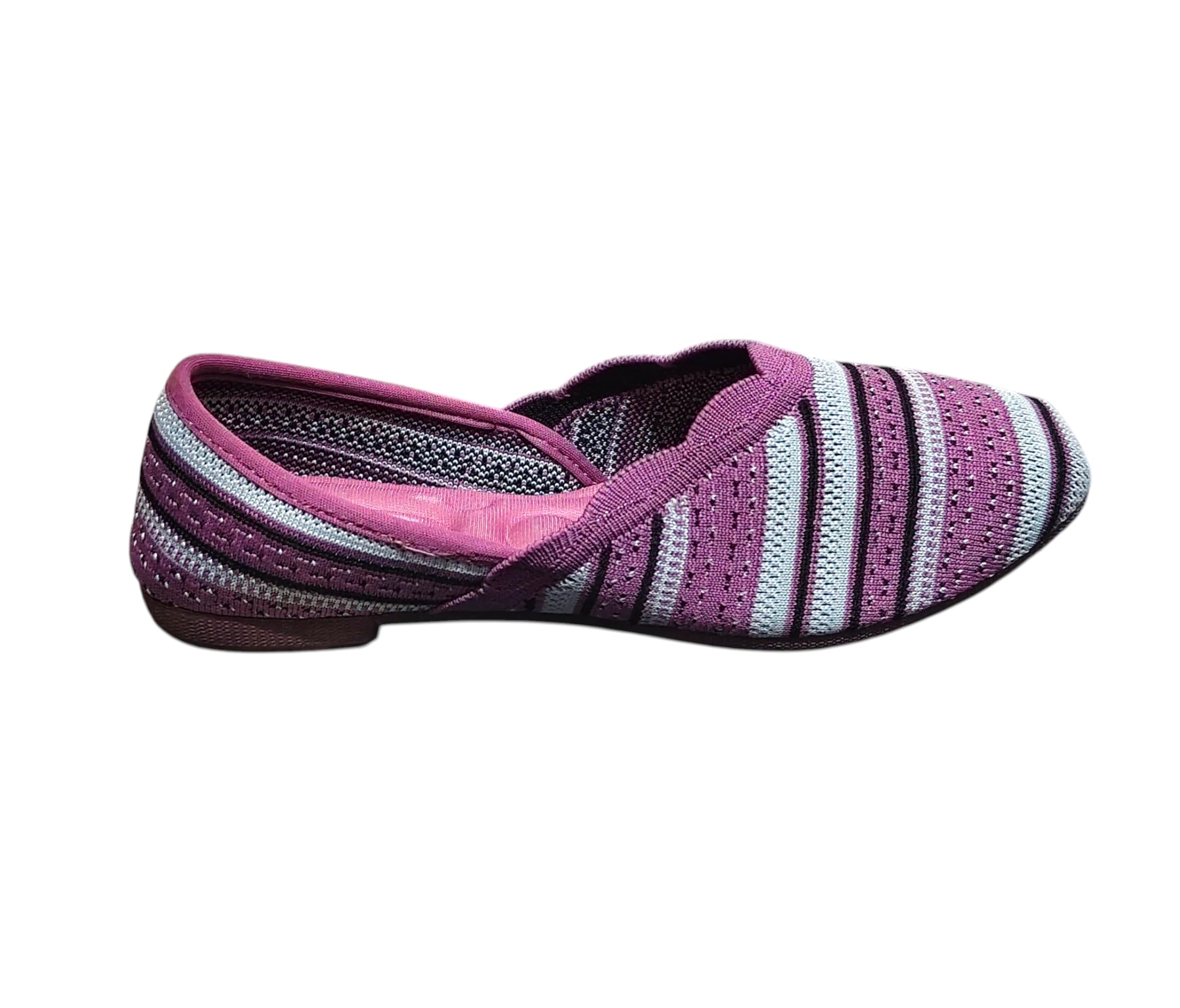 Airostride Women's Striped Canvas Casual Bellies/Loafers - Purple (UK Footwear Size System, Adult, Women, Numeric, Medium, 6)