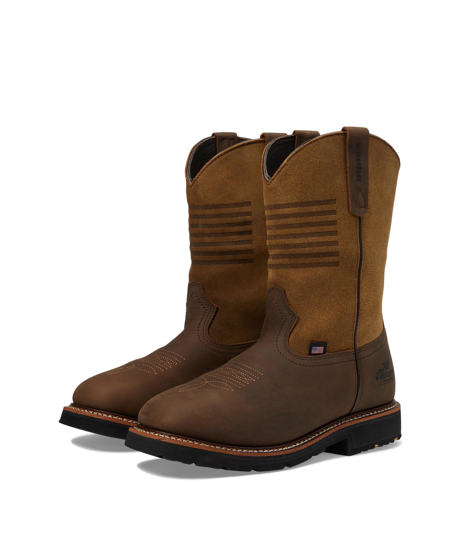 Men's Western Work 11" Waterproof Square Toe Work Boot, Crazy Horse/Tan - 13