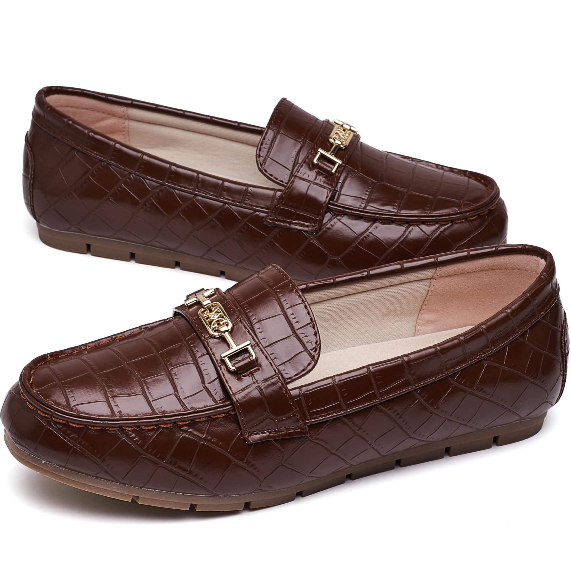 Women's Loafer Shoes Leisure Slip On Work Shoes Comfort Walking Flats, Chocolate, 9.5 - Image 3