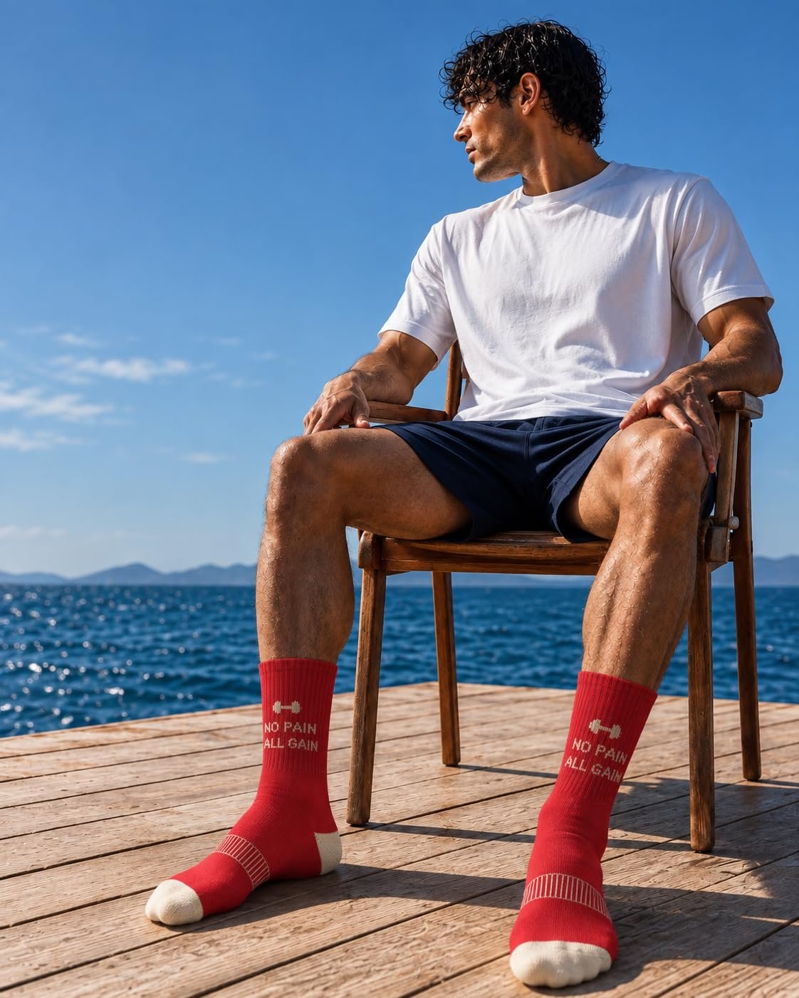 Shocks bazar No Pain All Gain Red Cotton Gym Socks Pack of 3, Long Length - Image 6