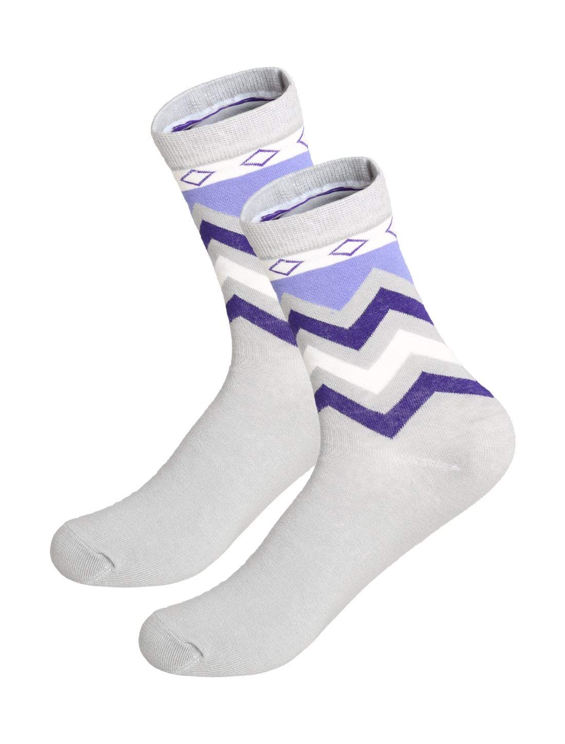 KTM Healthcare® Medium, Gray : Men 2 Pack Elastic Cuff Zigzag Argyle Contrast Color Crew Sock