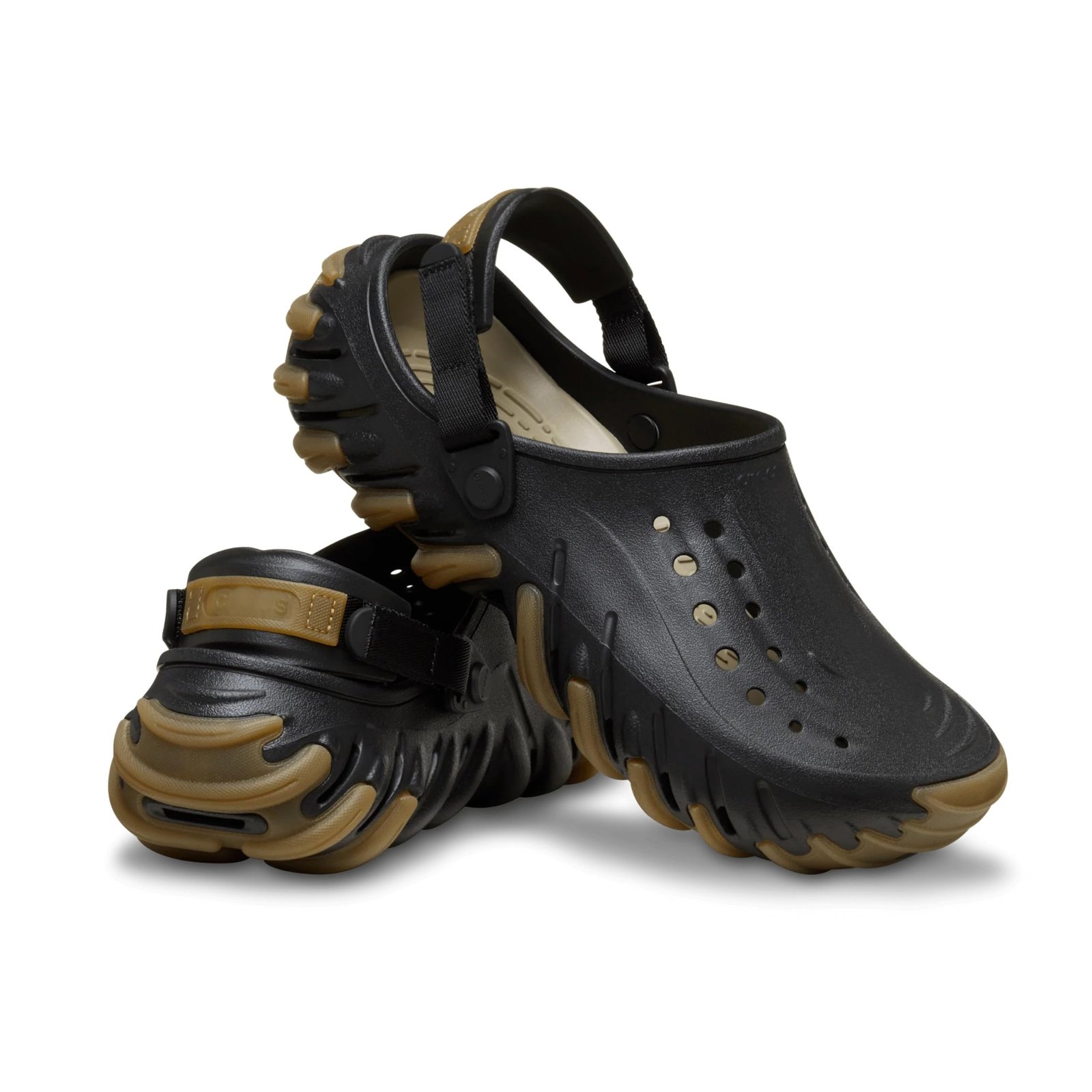 Crosc Echo Sport Clogs | Rugged Wave-Sole Outdoor Sandals | Adjustable Turbo Heel Strap Water Shoes | Lightweight Slip-On Trail Mules | Same As Original Brand Name| Made in Vietnam| UK-9 Size Black