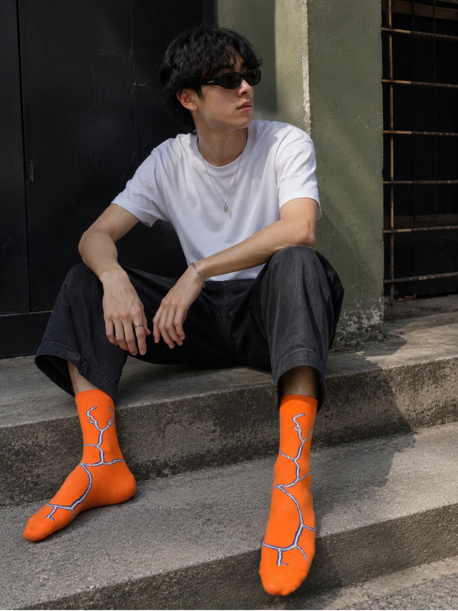 Lightning Design Crew Socks for Men | Pack of 6 Soft Breathable Cotton Socks - Image 4