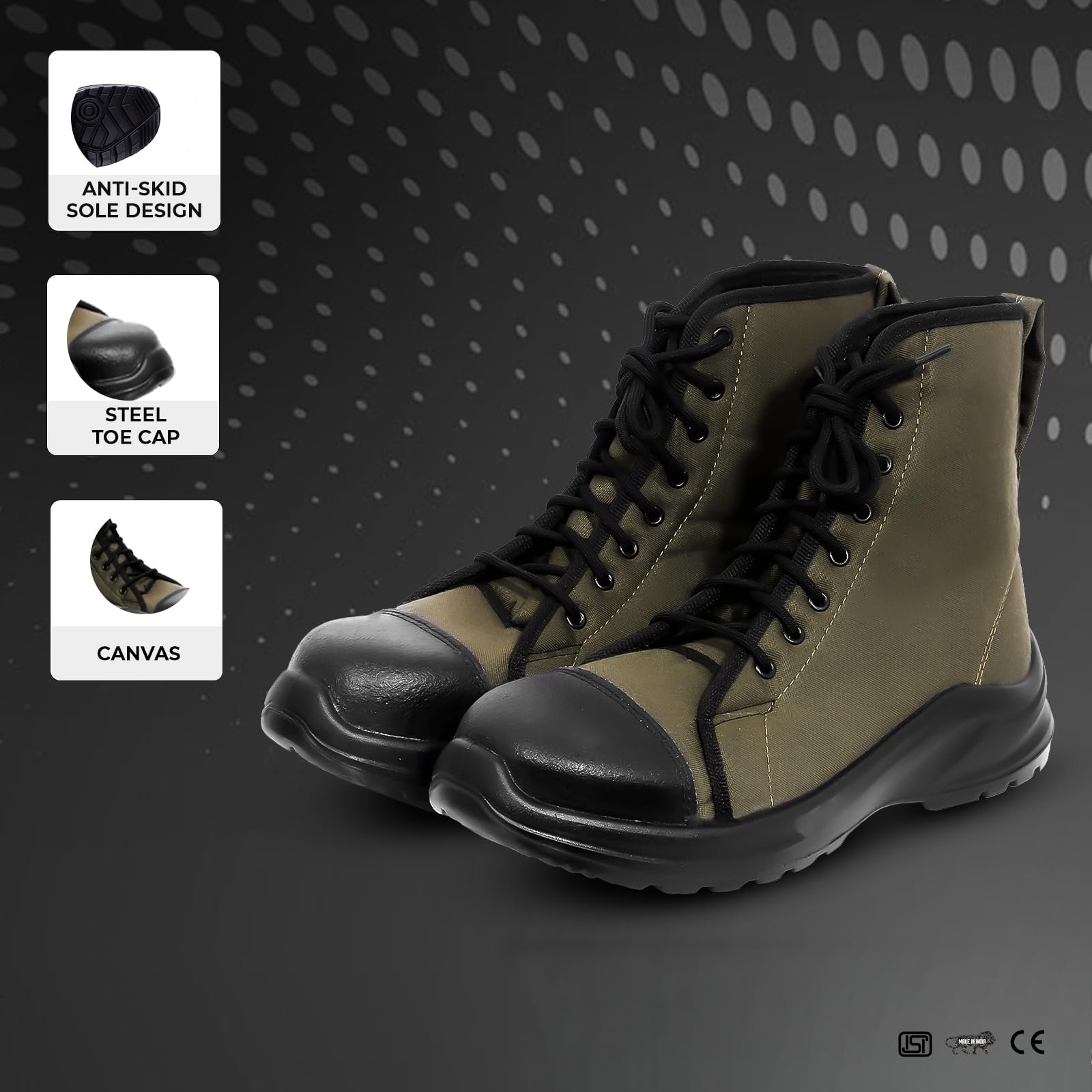 Mens's Outdoor Trekking & Riding Shoes | Non-Slip Mild Water-Resistant Tactical Boots (Size:9) (Olive Green) - Image 2