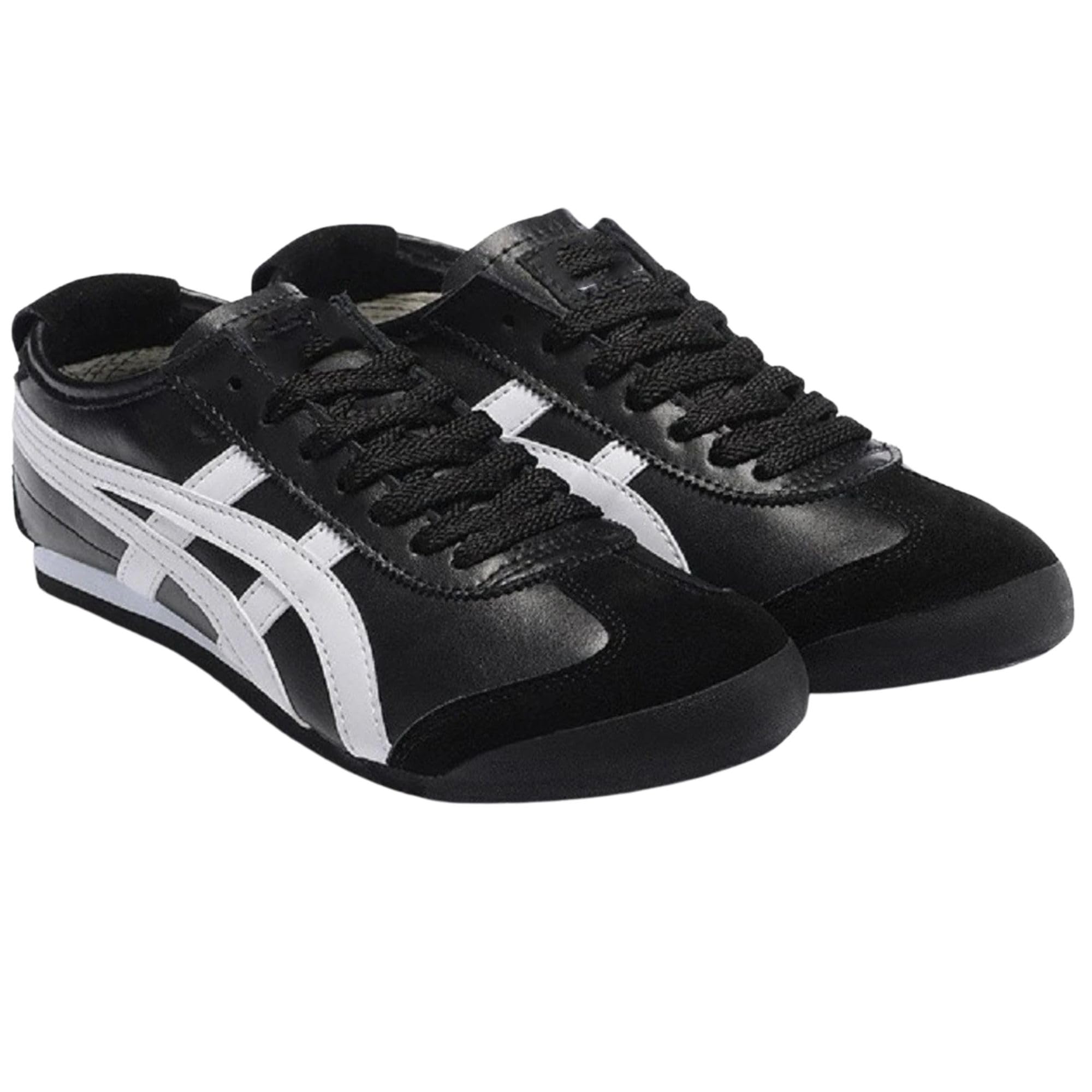 Men’s PU Upper Trendy Striped Pattern Rubber Sole Casual Lace Up Sneakers (Black-10) - Image 2