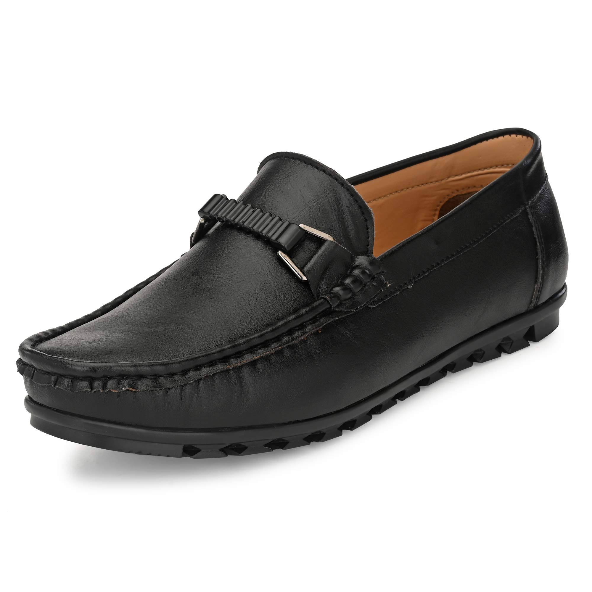 Men 7102 Black Loafers-10 UK/India (44 EU) (7102-01)