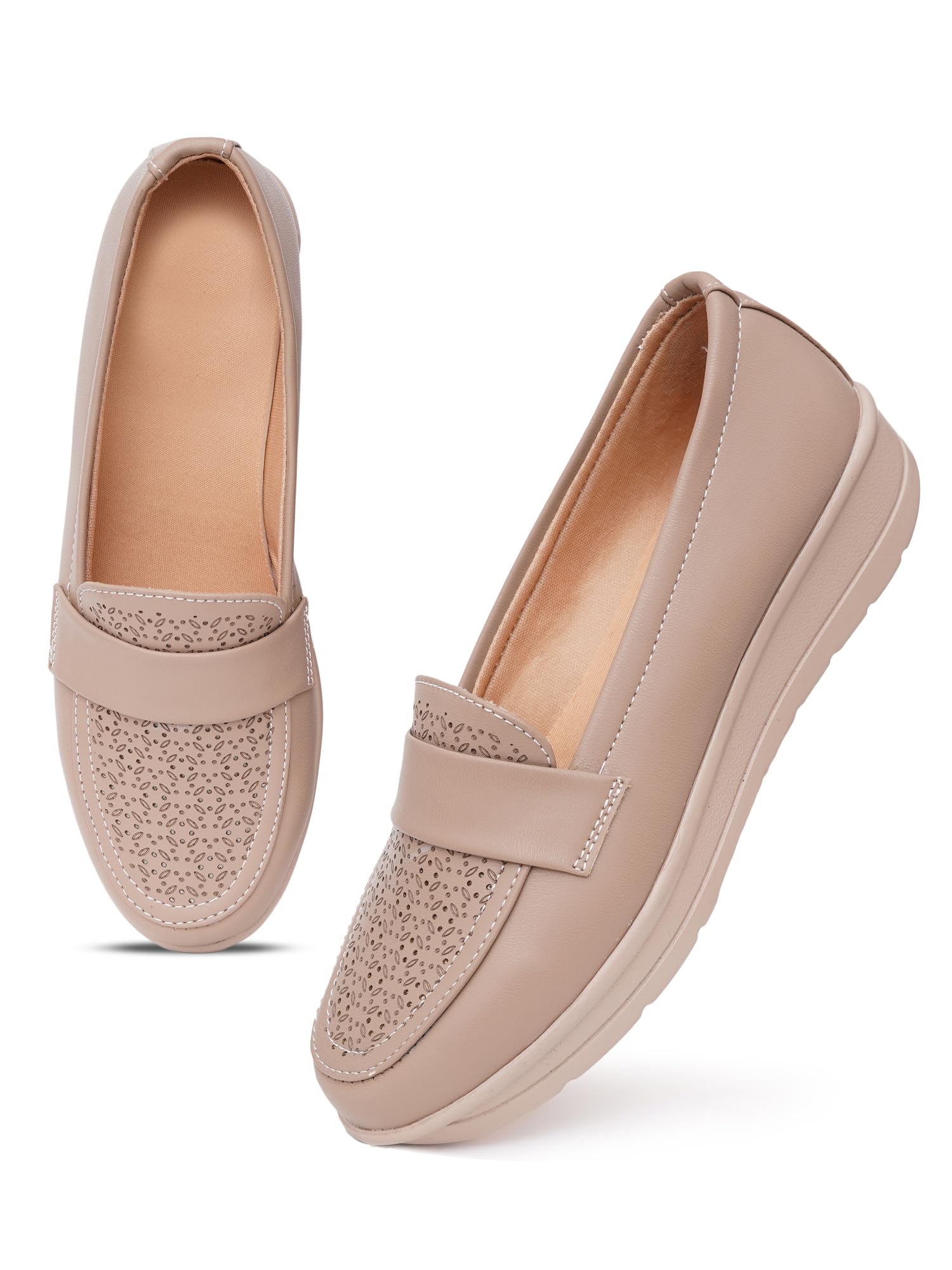 Elegant Synthetic Slip-On Loafers for Women & Girls | Comfort Office Casual Walking Travel Lightweight Shoes