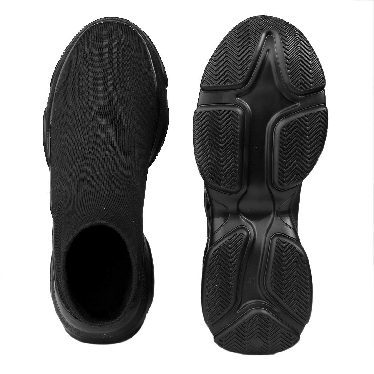 Men's Knitted Material Black Casual Sports Pull-On Light Weight Runningshoes. - Image 6