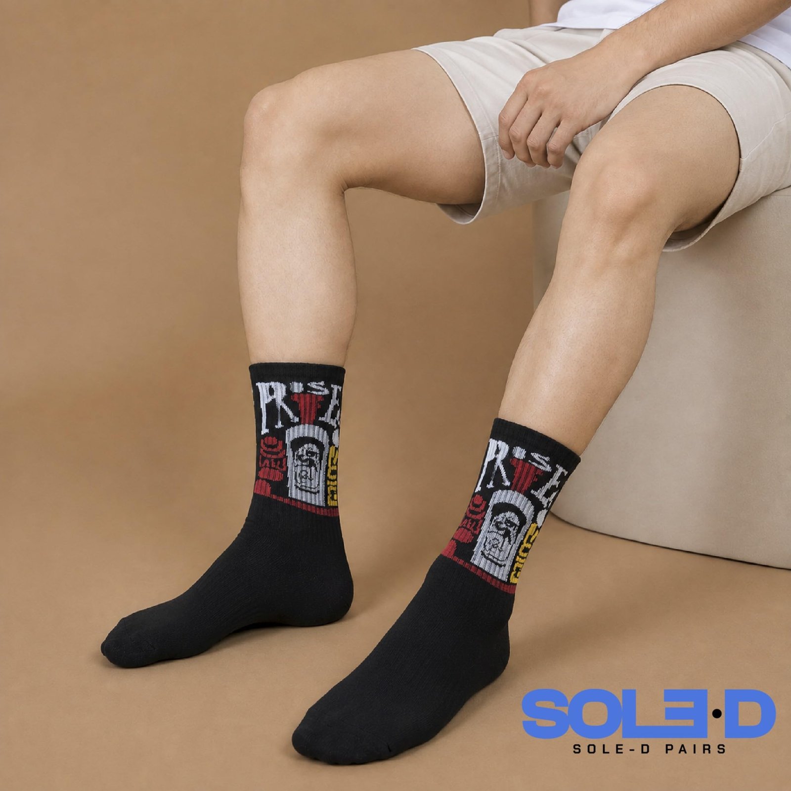Sole-D Pairs Unisex Graphic Print Crew Socks, Pack of 5, Tomatina - Image 6