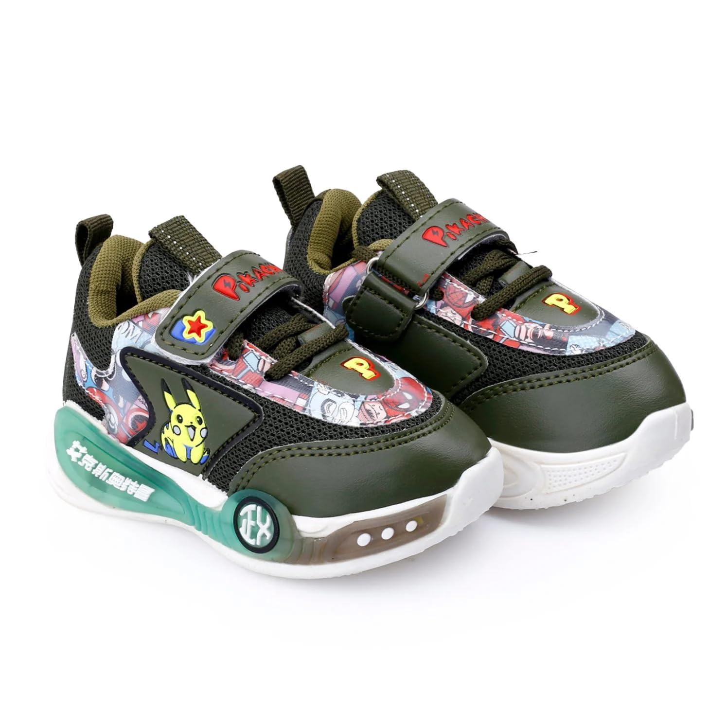 Kids Light Shoes for Girls & Boys || Age : 1.5 to 5Years || Kids Sports Shoes (Olive Green, UK Footwear Size System, Little Kid, Women, Numeric, Narrow, 3)