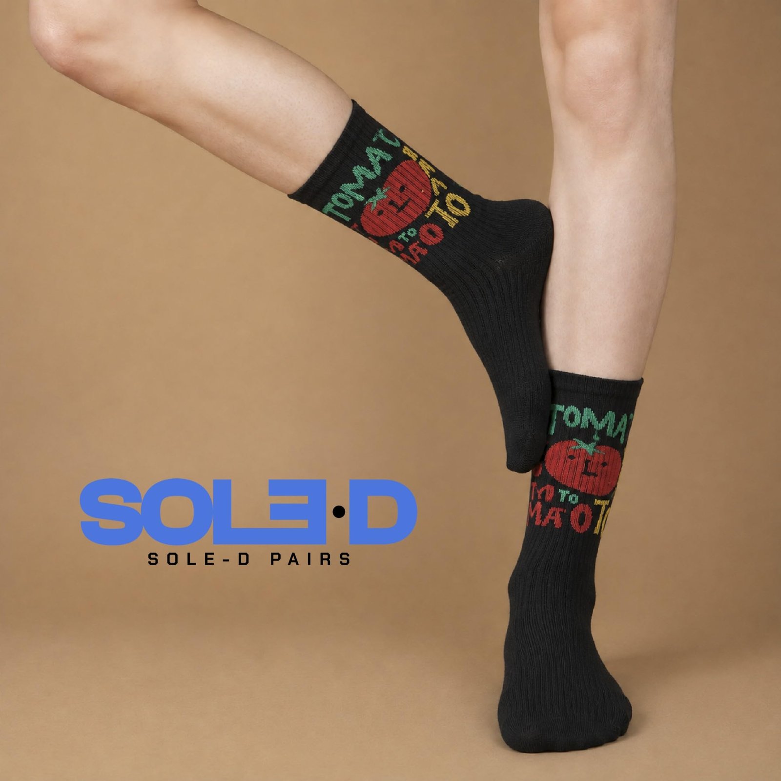 Sole-D Pairs Unisex Graphic Print Crew Socks, Pack of 5, Tomatina - Image 2