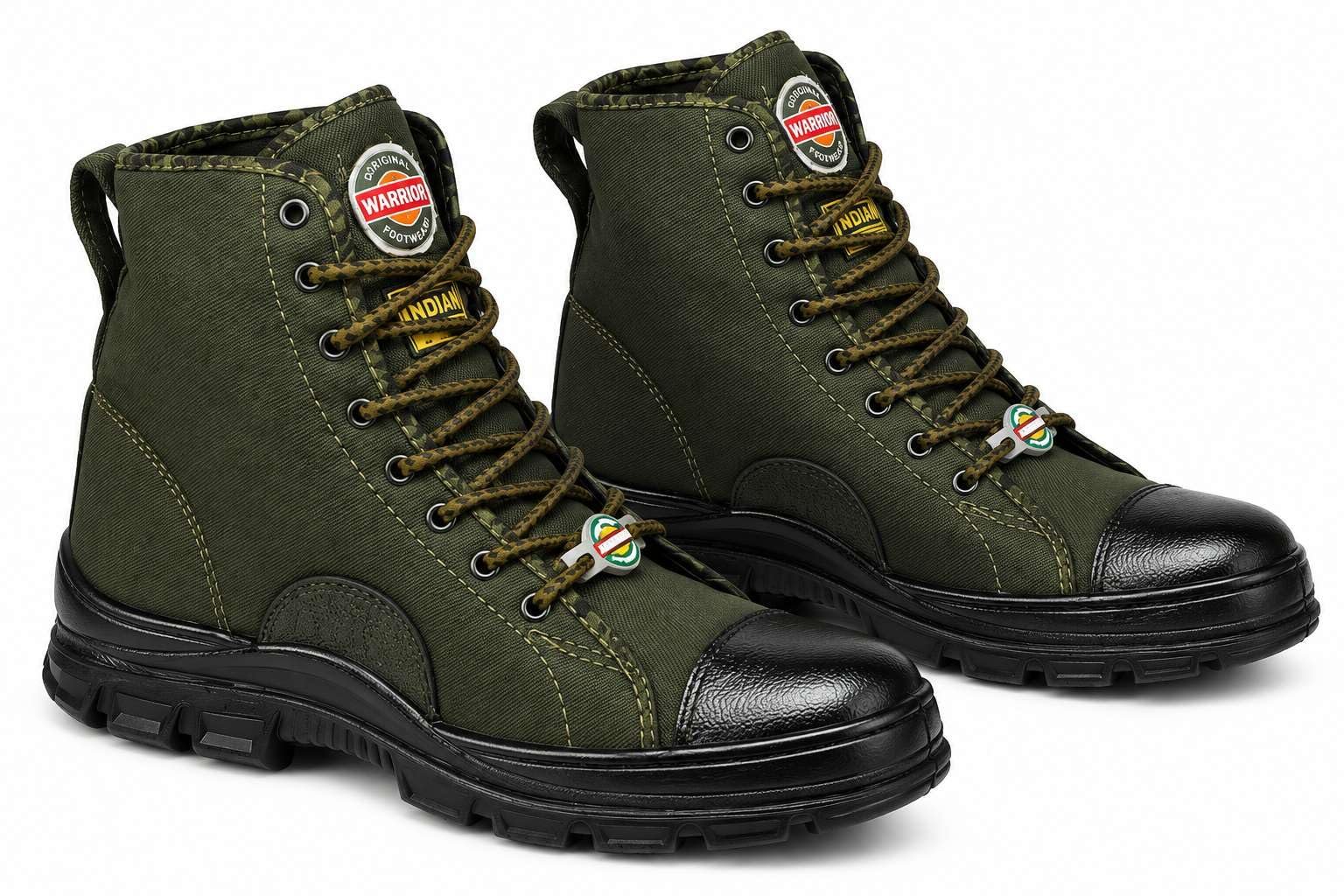 Men's Olive Green Tactical Boots | Lace-Up High Ankle Boots with Rugged Sole | Casual Outdoor Combat Style Shoes for Trekking, Travel & Daily Wear Size: 7